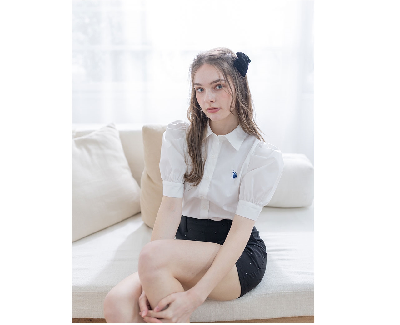 U.S. POLO ASSN. パフスリーブ半袖シャツブラウス clear