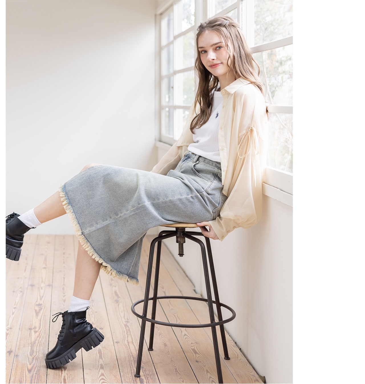 U.S. POLO ASSN. リブタンクトップ clear