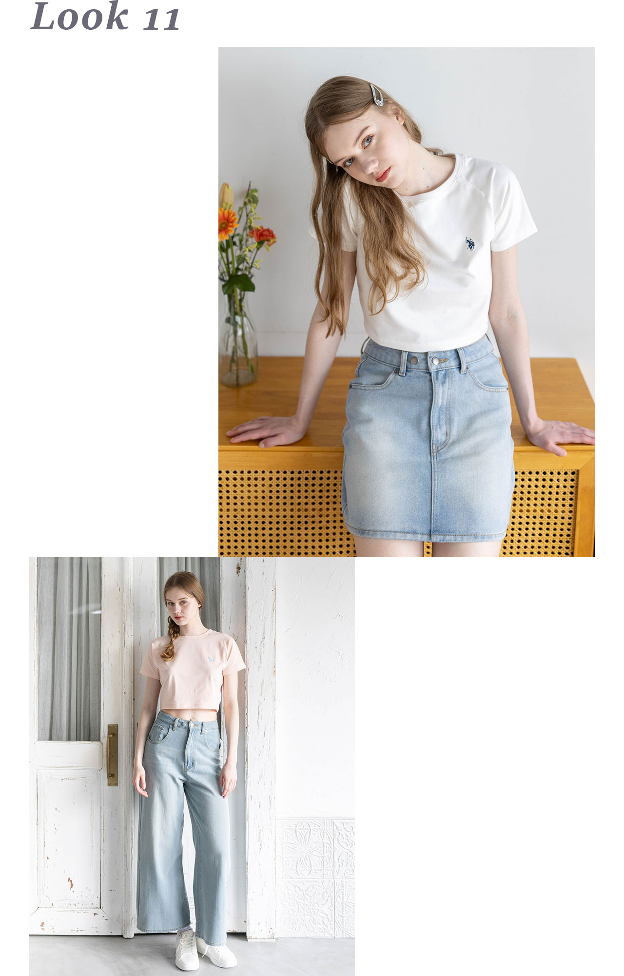 clear U.S. POLO ASSN. ワンポイント刺繍チビT