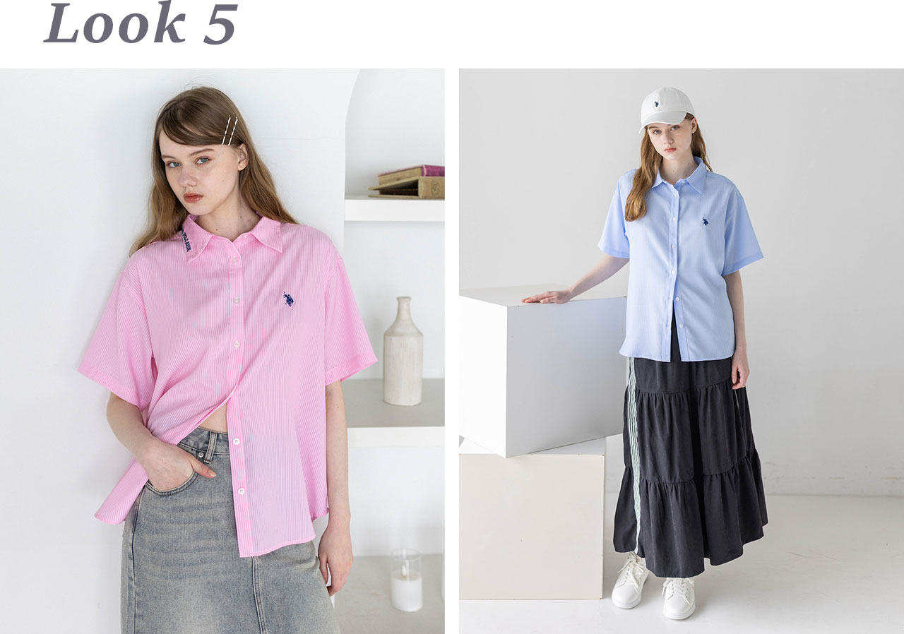 clear U.S. POLO ASSN. ストライプビッグシャツ[CL9843]