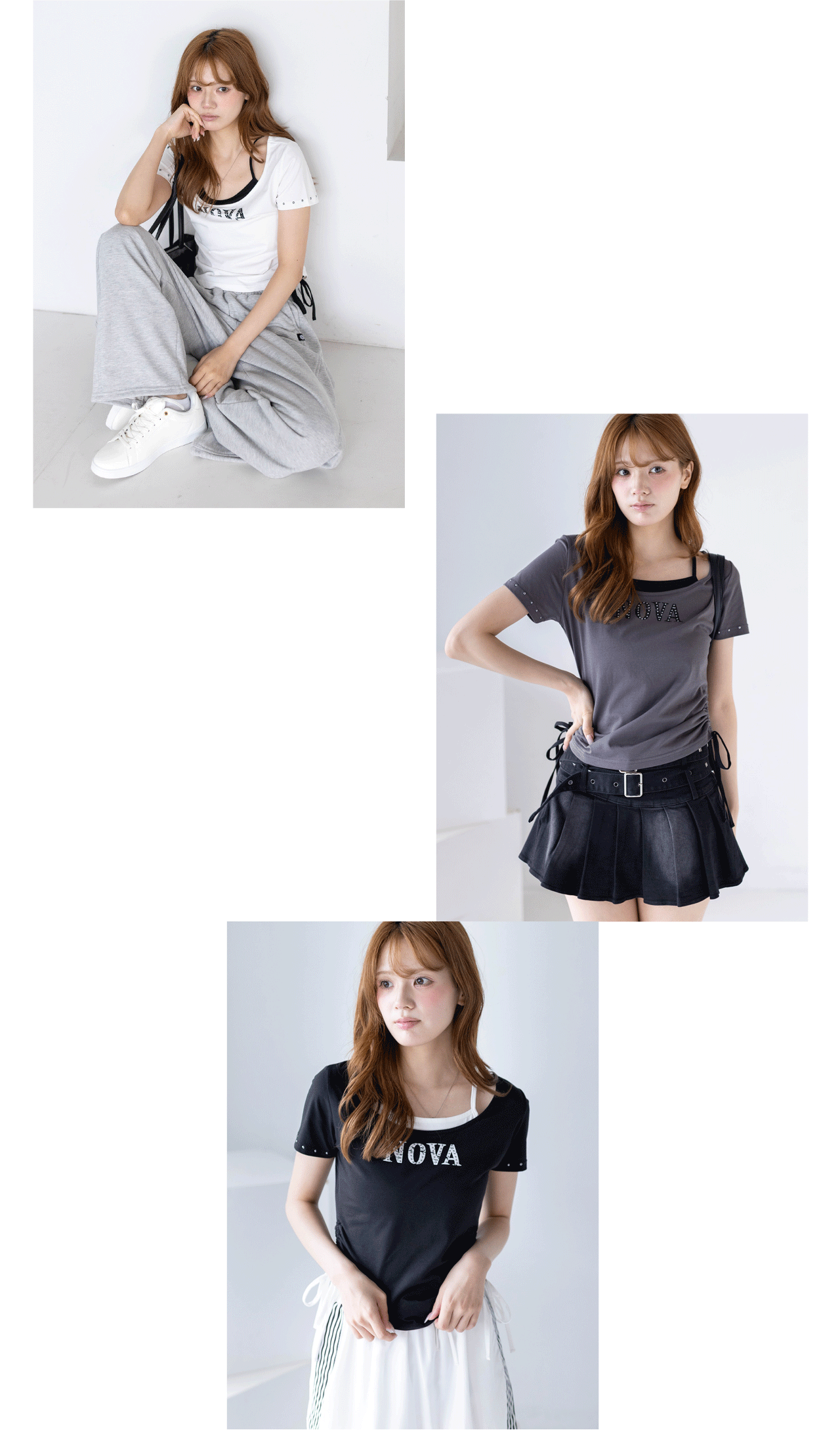 接触冷感サイドドロストレイヤード風Ｔシャツ 速乾 UVカット機能付き clear