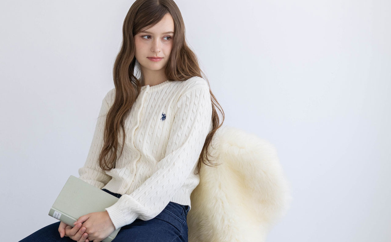 U.S. POLO ASSN. ケーブルニットカーディガン