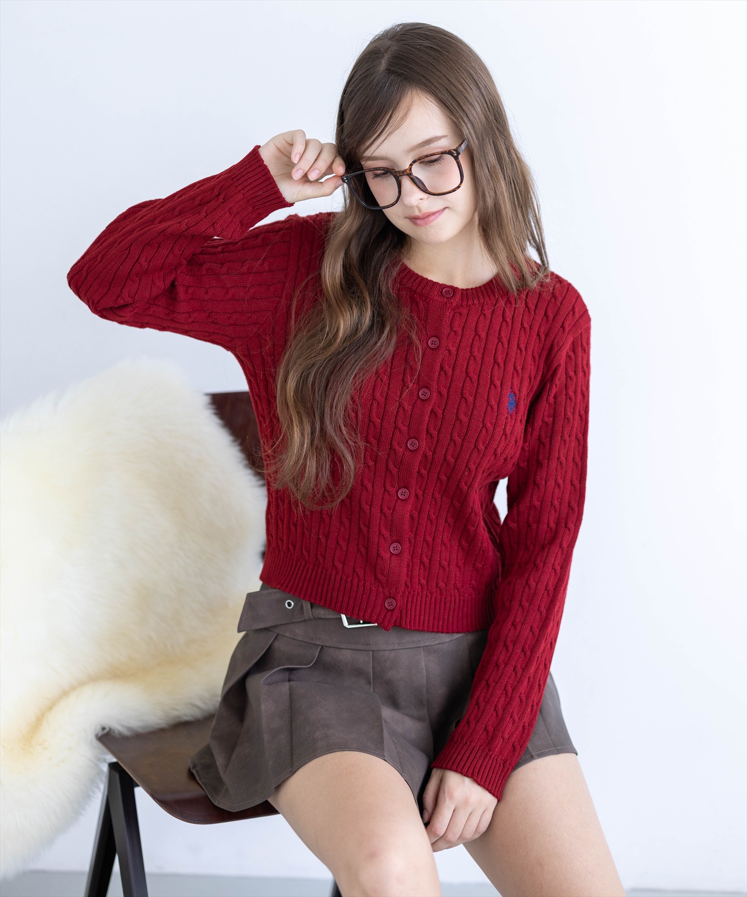 U.S. POLO ASSN. ケーブルニットカーディガン