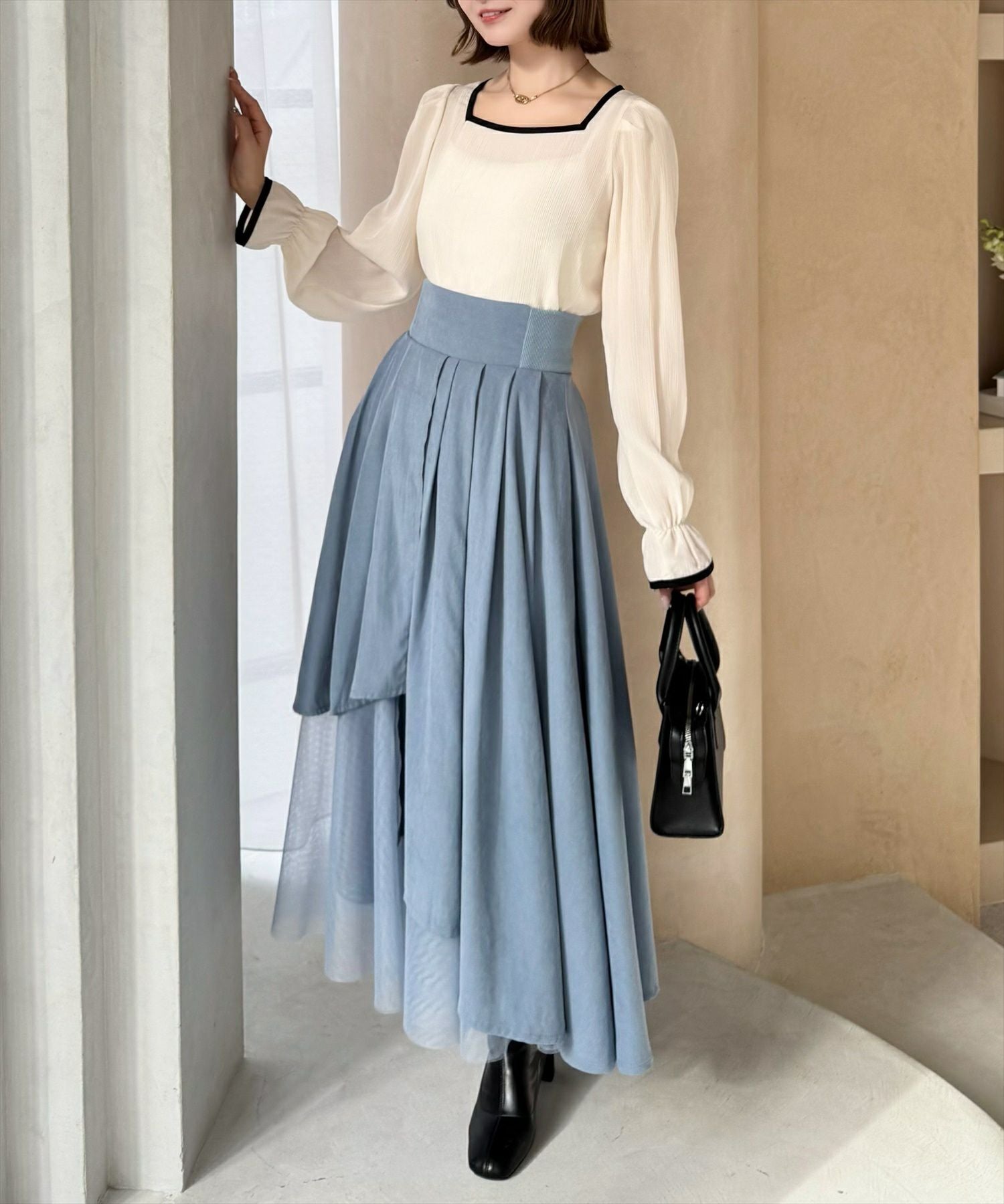 clear 無地柄アソートチュールドッキングアシンメトリースカート