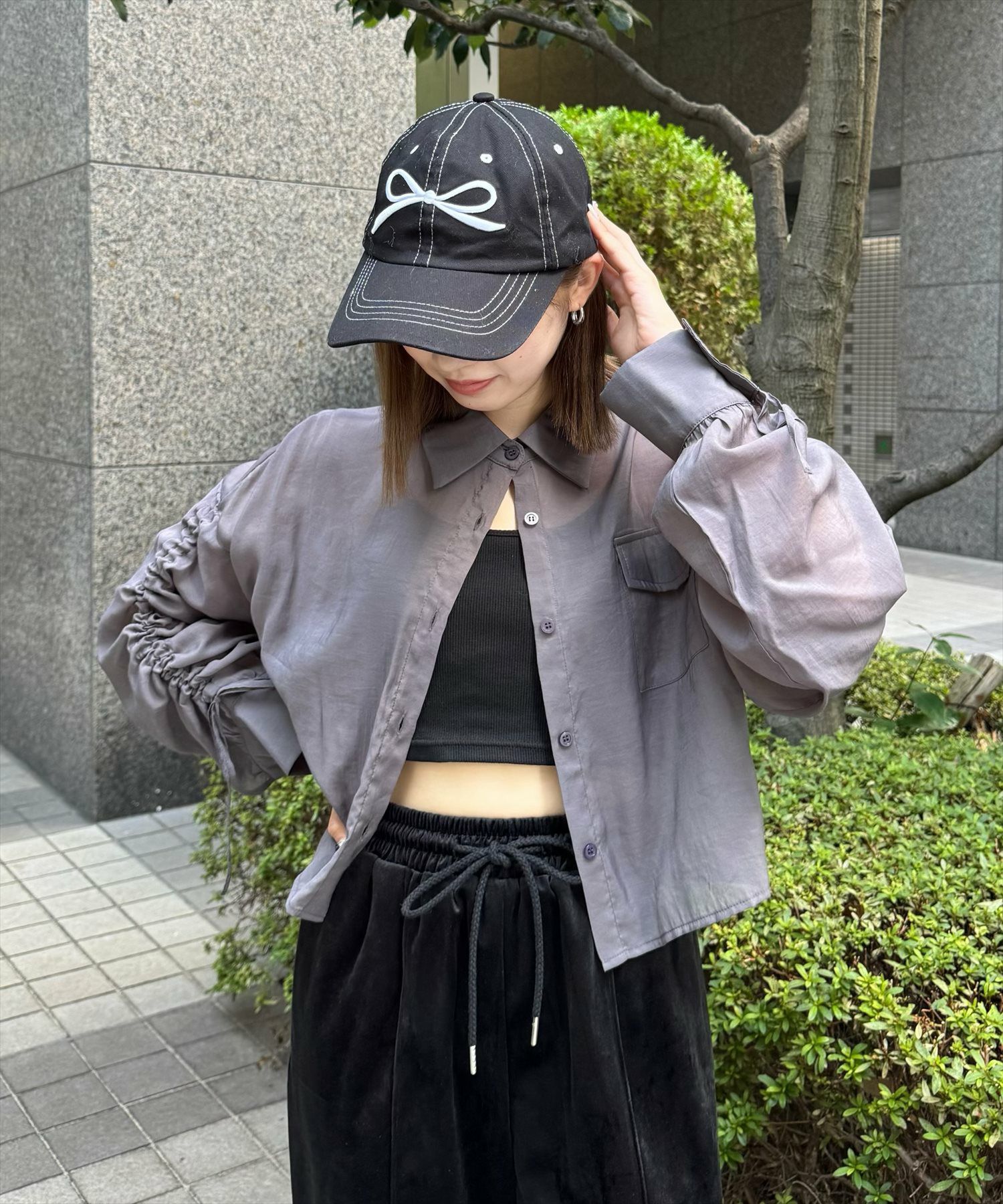clear 袖シャーリングショートシャツ[CL8654] | レディース