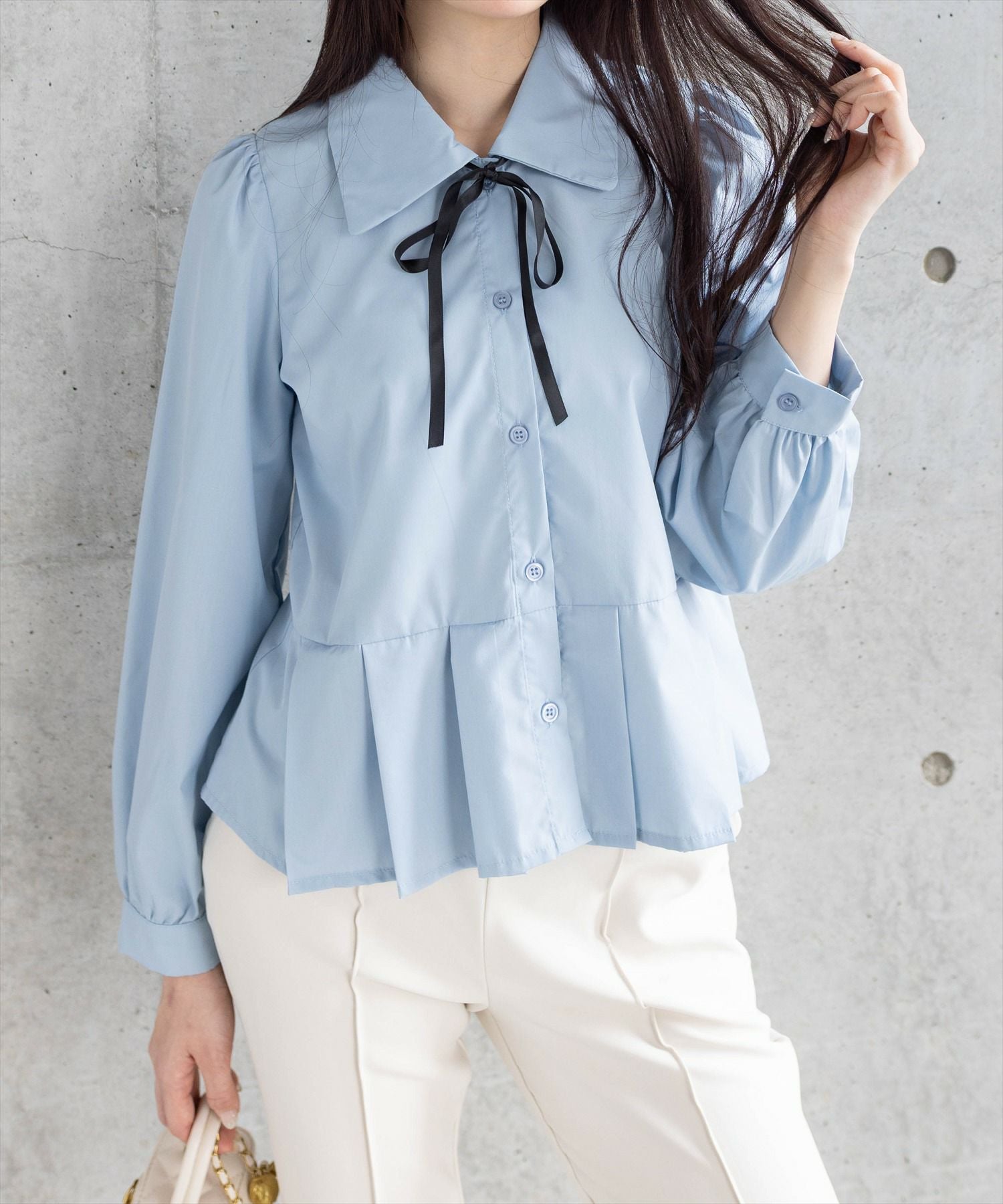 clear 配色リボン裾フリルブラウス[CL8662] | レディースファッション