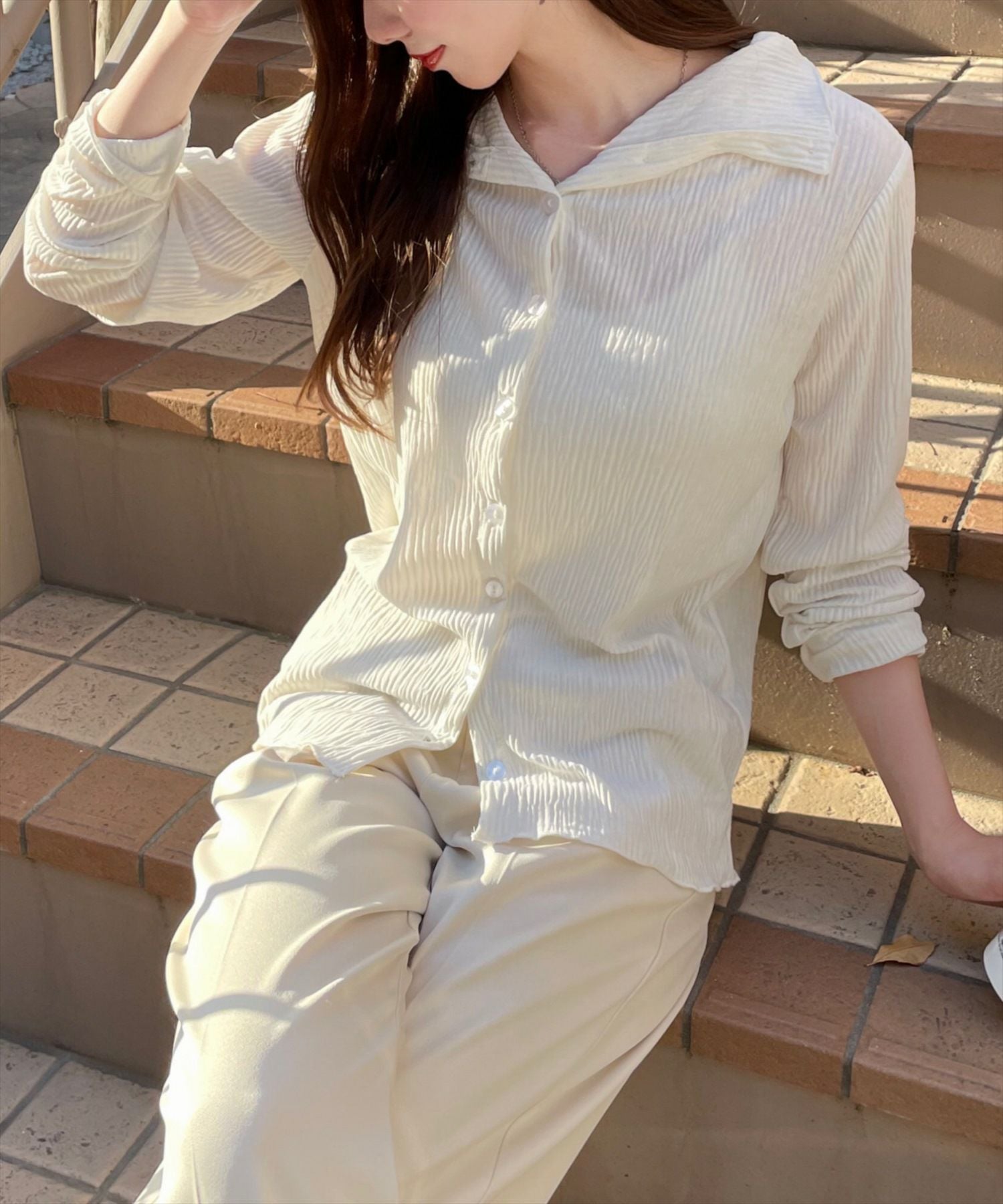 clear 前後2way長袖楊柳トップス[CL8625] | レディースファッション