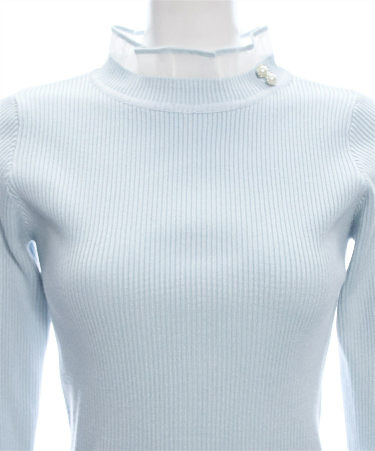 clear シアーフリルネック長袖ニットトップス[CL8385] | レディース