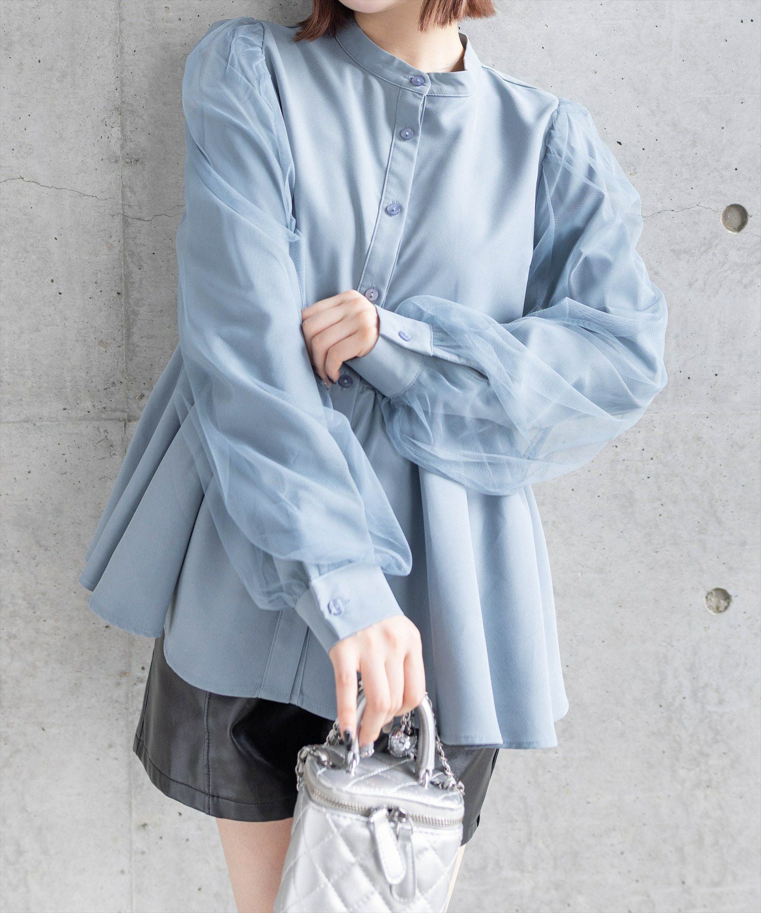 clear 長袖チュールドッキングペプラムブラウス[CL8756] | レディース