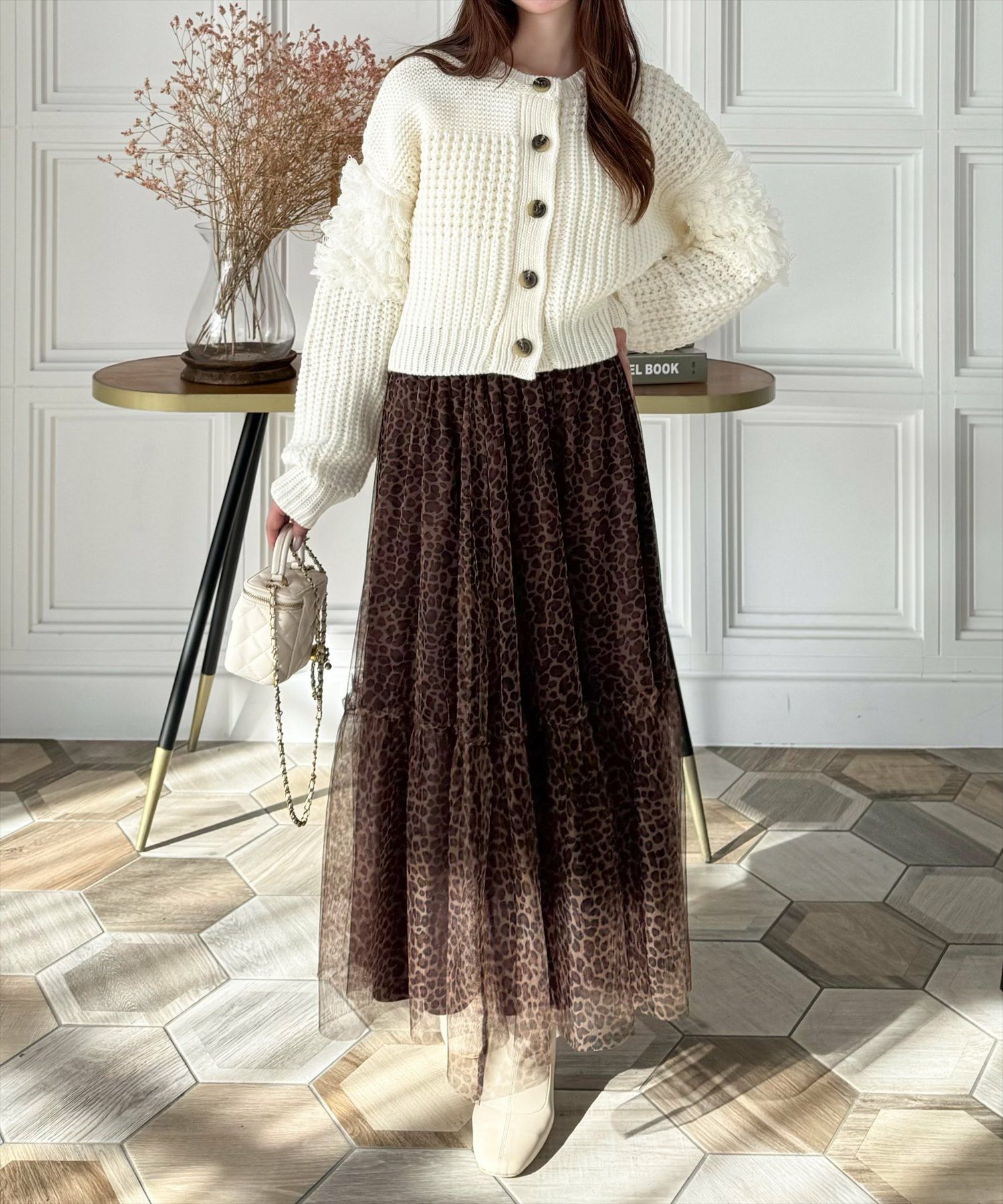 clear レオパード柄チュールロングスカート[CL8897] | レディース