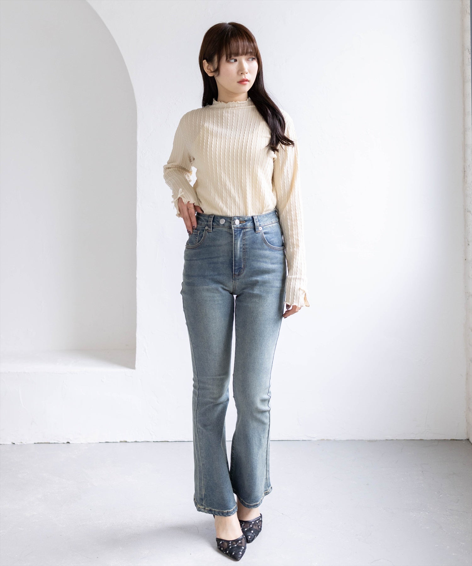 162cm/ベージュ着用