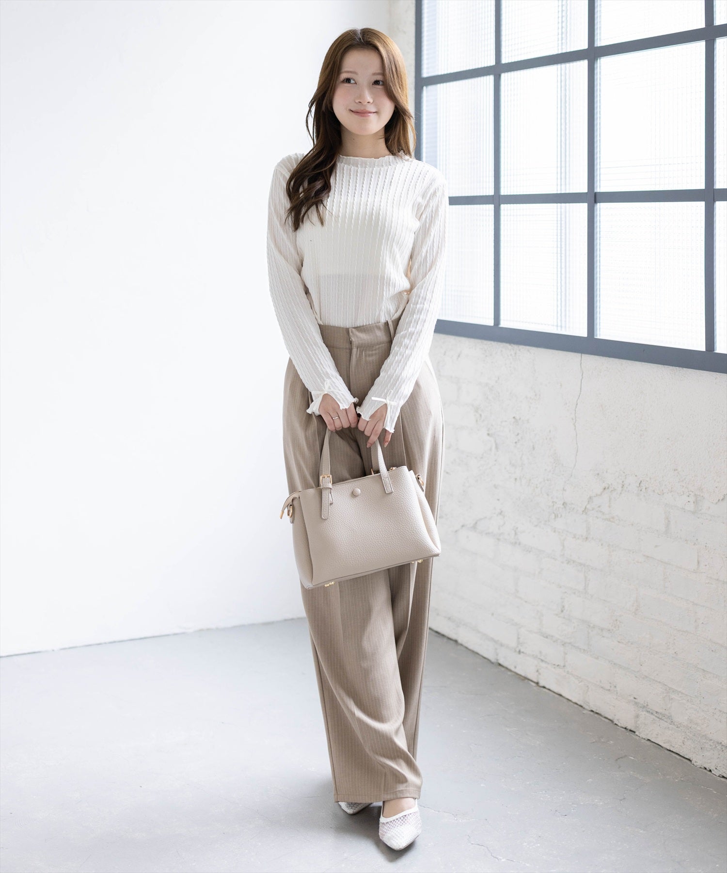 163cm/アイボリー着用