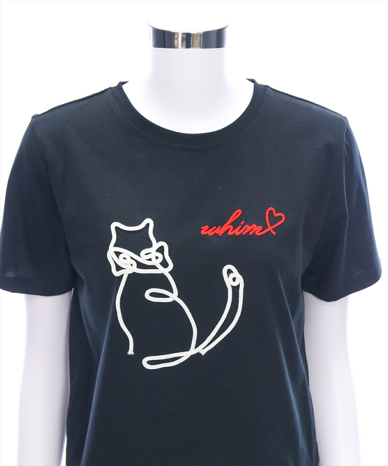 CLEAR BASIC コード刺繍猫Tシャツ[CL9152] | レディースファッション