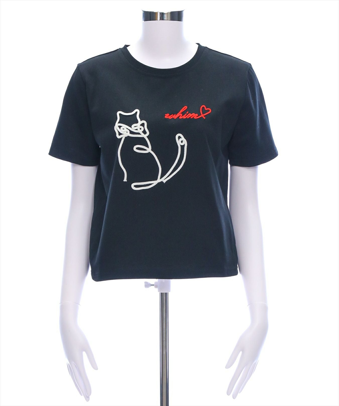 CLEAR BASIC コード刺繍猫Tシャツ[CL9152] | レディースファッション