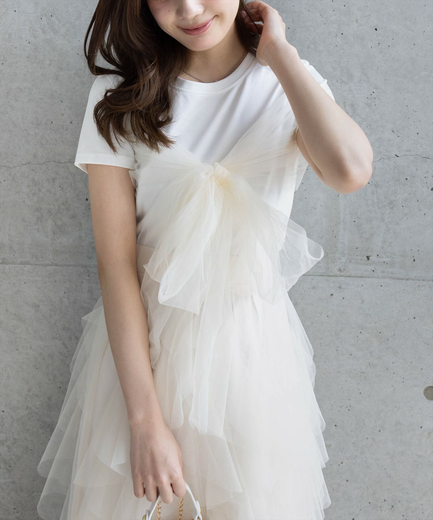 clear 2wayチュールビックリボンTシャツ[CL9127] | レディース