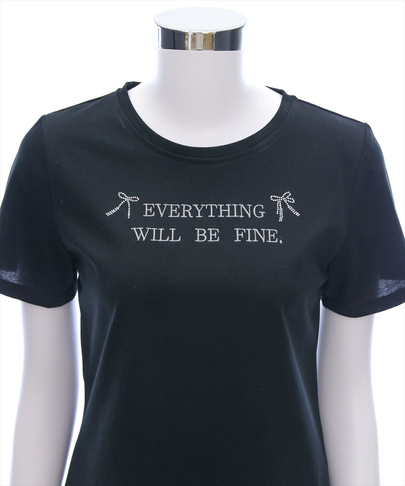 clear ラインストーンリボンロゴTシャツ[CL9096] | レディース