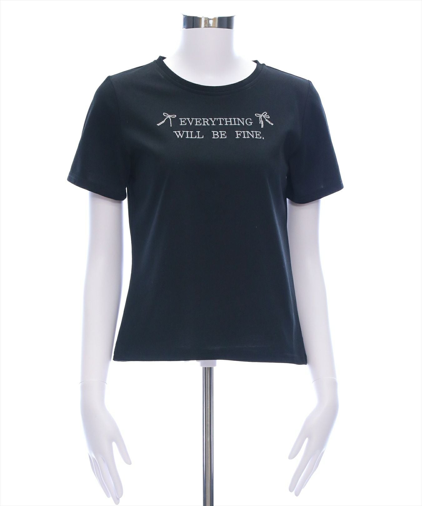 clear ラインストーンリボンロゴTシャツ[CL9096] | レディース