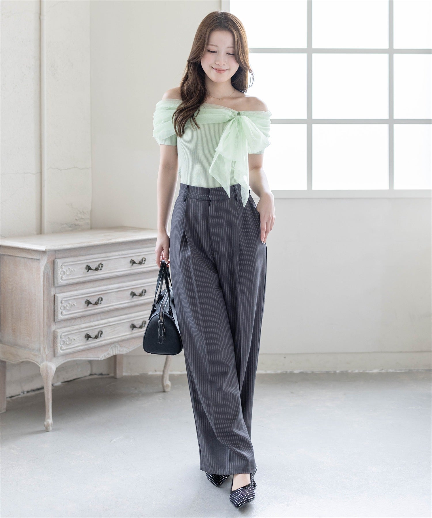 163cm/ミント着用