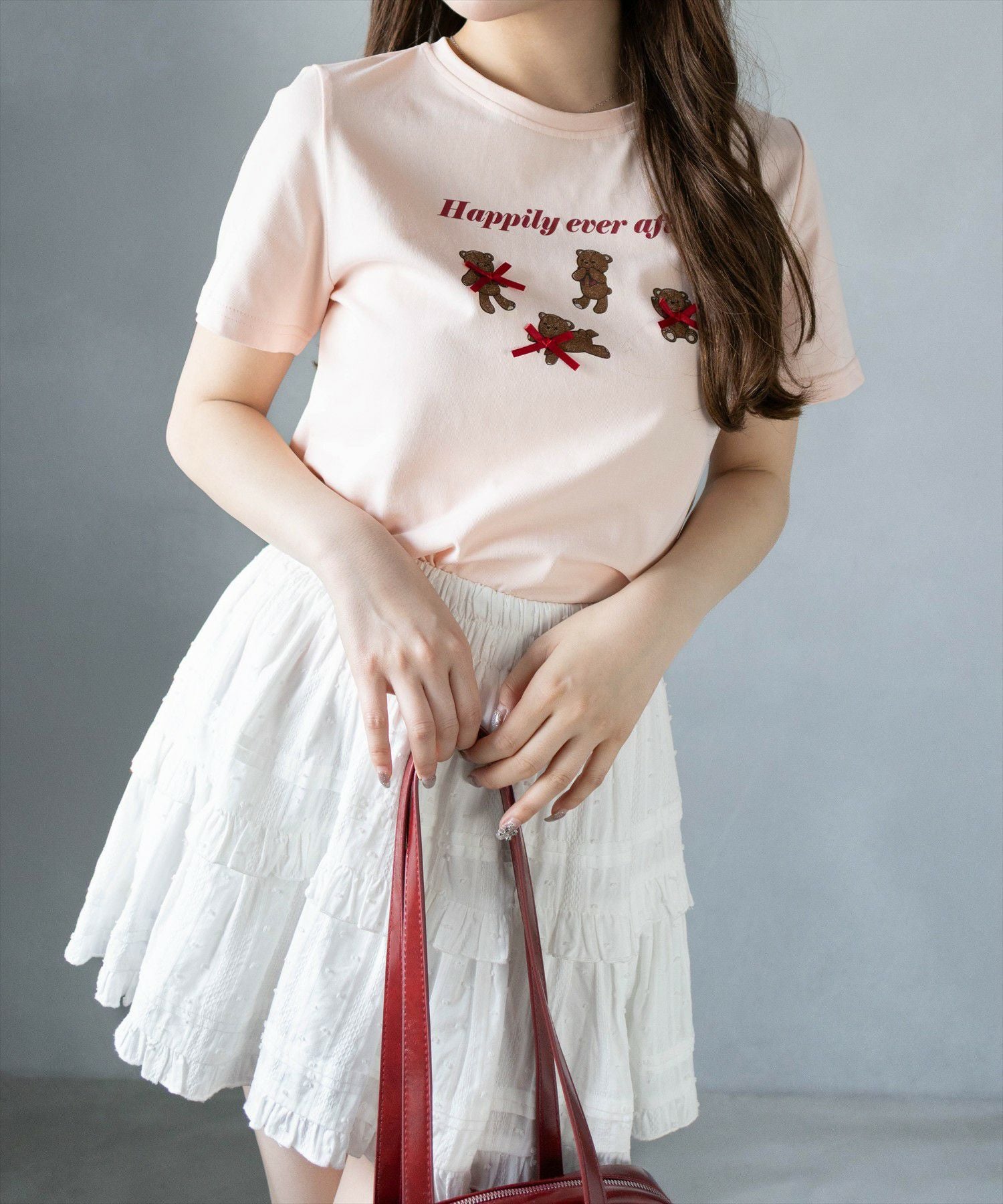 clear クマプリントリボン付きTシャツ[CL9092] | レディース