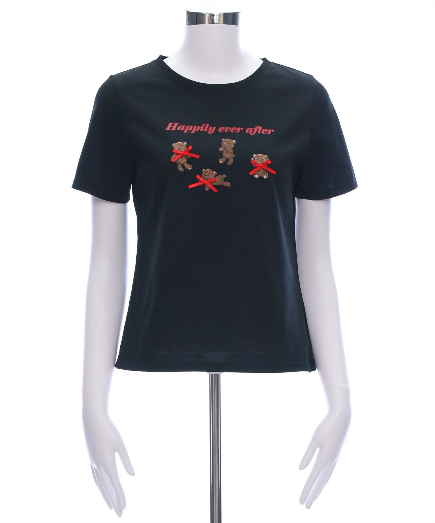 vintage bear クマ　tシャツ　　リボン clear クマプリントリボン付きTシャツ[CL9092] | レディース