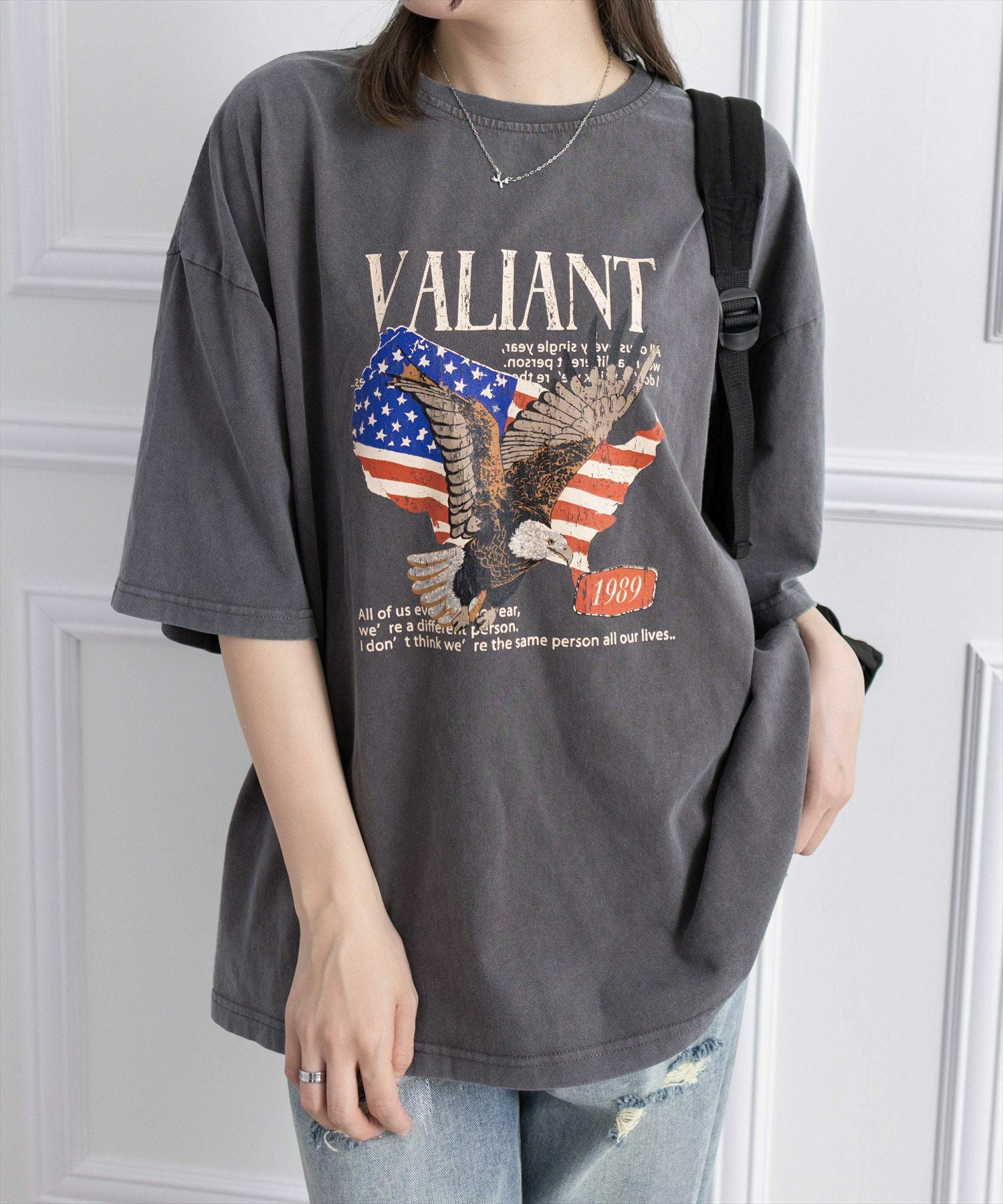 clear オーバーサイズケミカル加工グラフィックTシャツ[CL9098