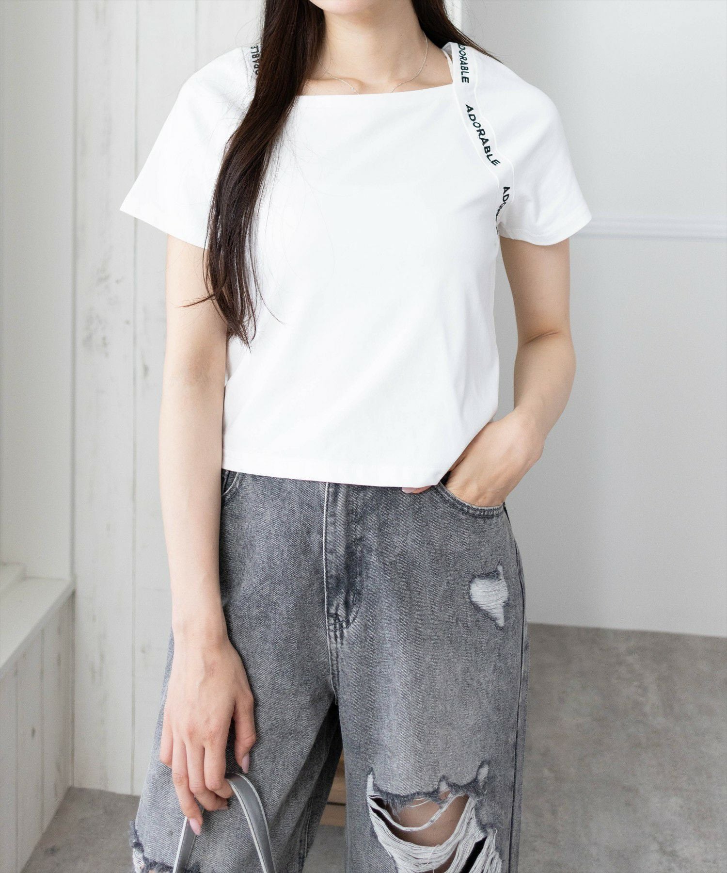 clear ロゴテープラグランTシャツ[CL9317] | レディースファッション