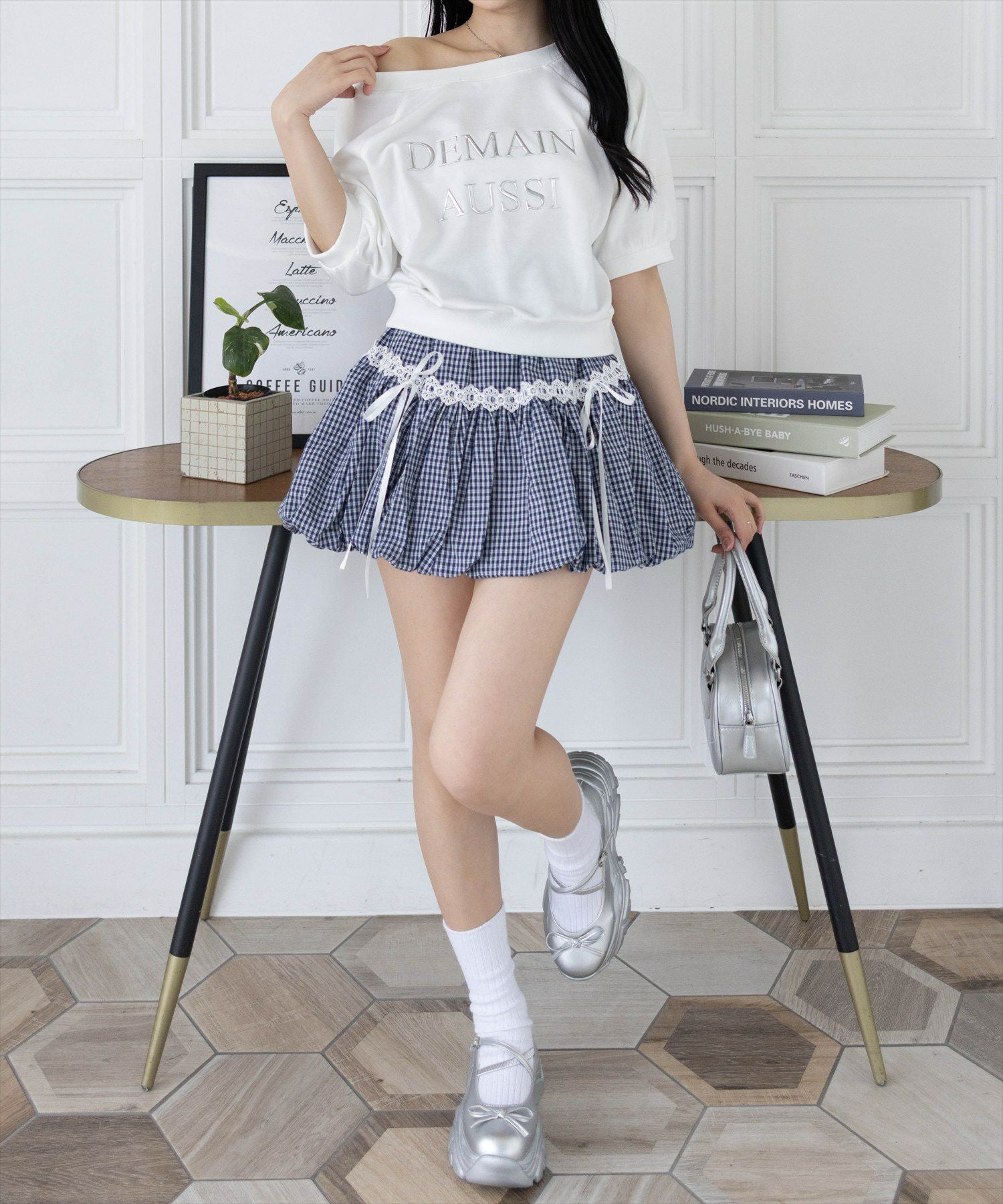 clear チェック柄バルーンミニスカート[CL9345] | レディース