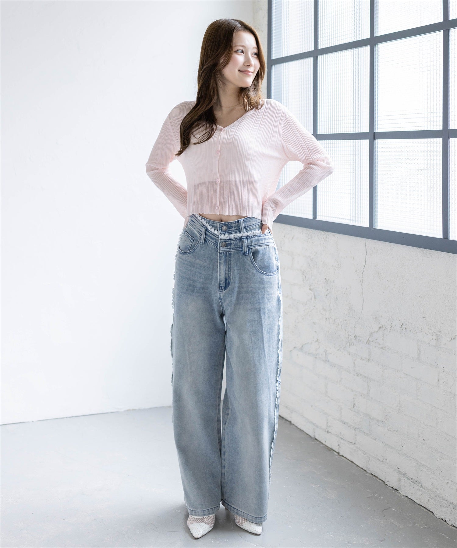 163cm/ピンク着用