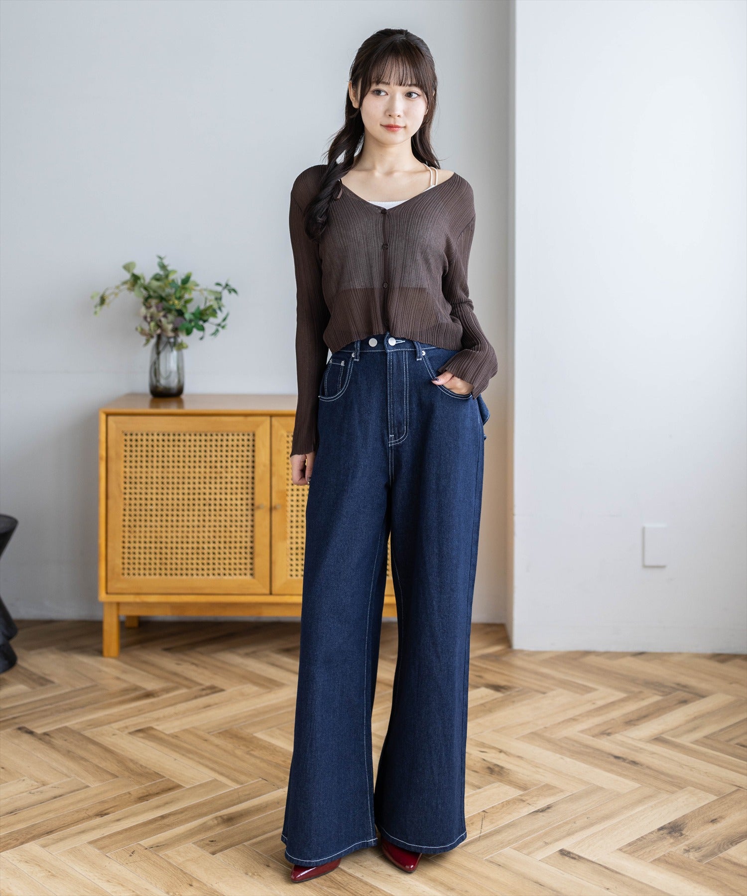 162cm/ブラウン着用