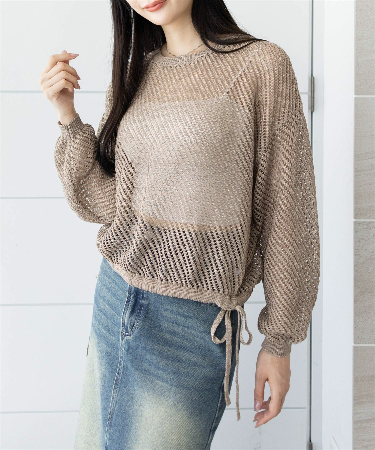 CLEAR BASIC ラメメッシュニットプルオーバー[CL9426] | レディース
