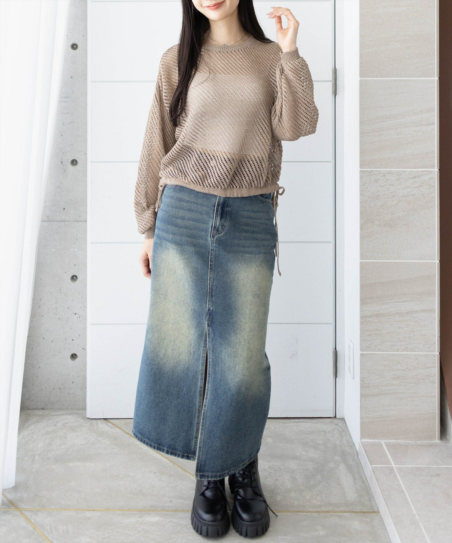 CLEAR BASIC ラメメッシュニットプルオーバー[CL9426] | レディース