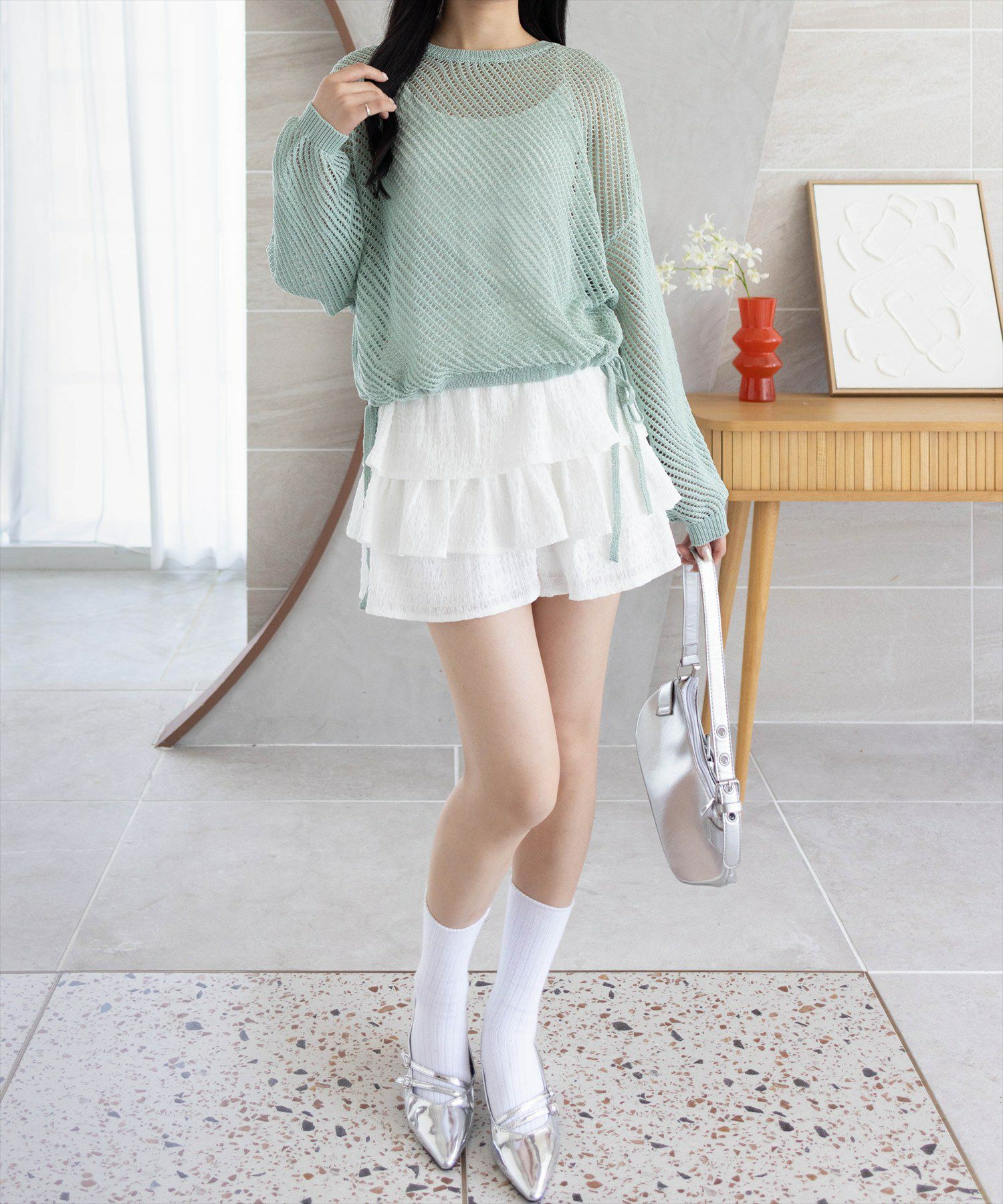 CLEAR BASIC ラメメッシュニットプルオーバー[CL9426] | レディース