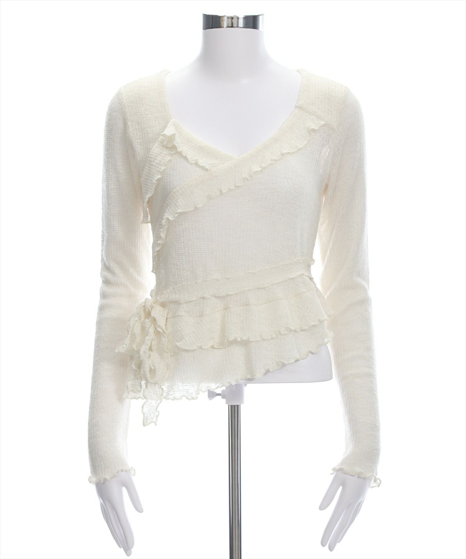 CLEAR BASIC カシュクール風メロウフリルニットトップス[CL9340