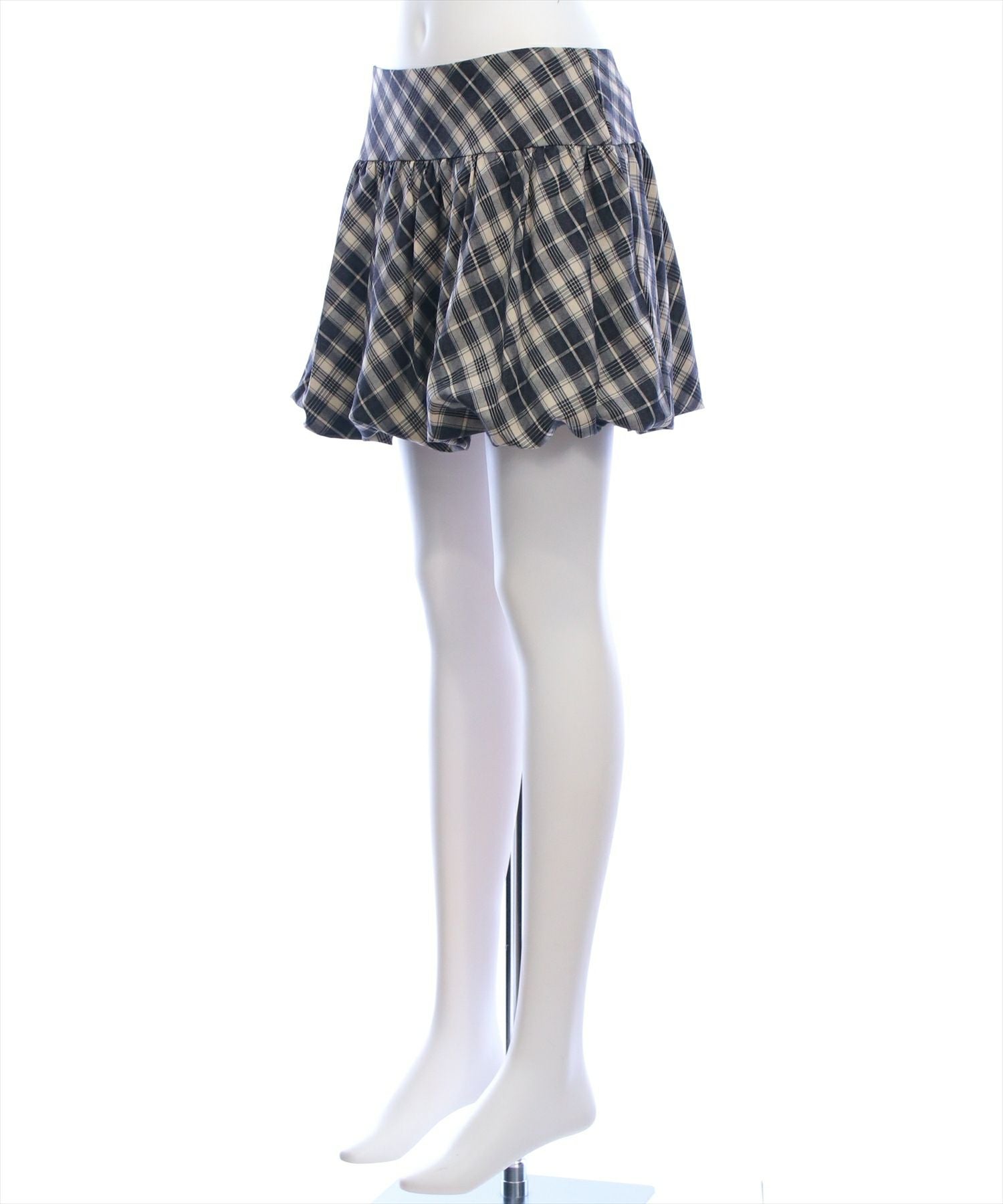 clear チェック柄切替バルーンミニスカート[CL9466] | レディース