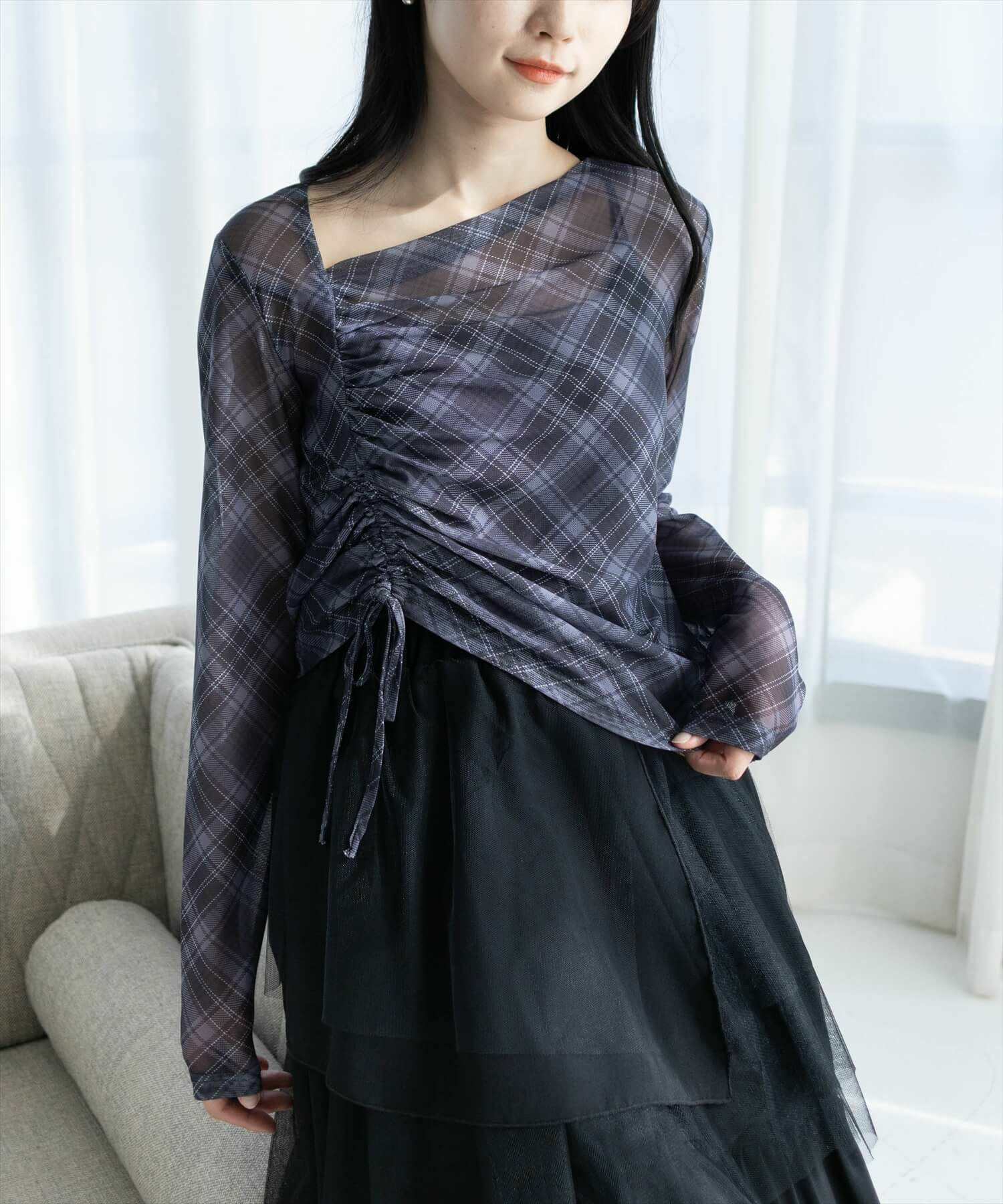 CLEAR BASIC チェック柄シアードロストトップス[CL9408] | レディース