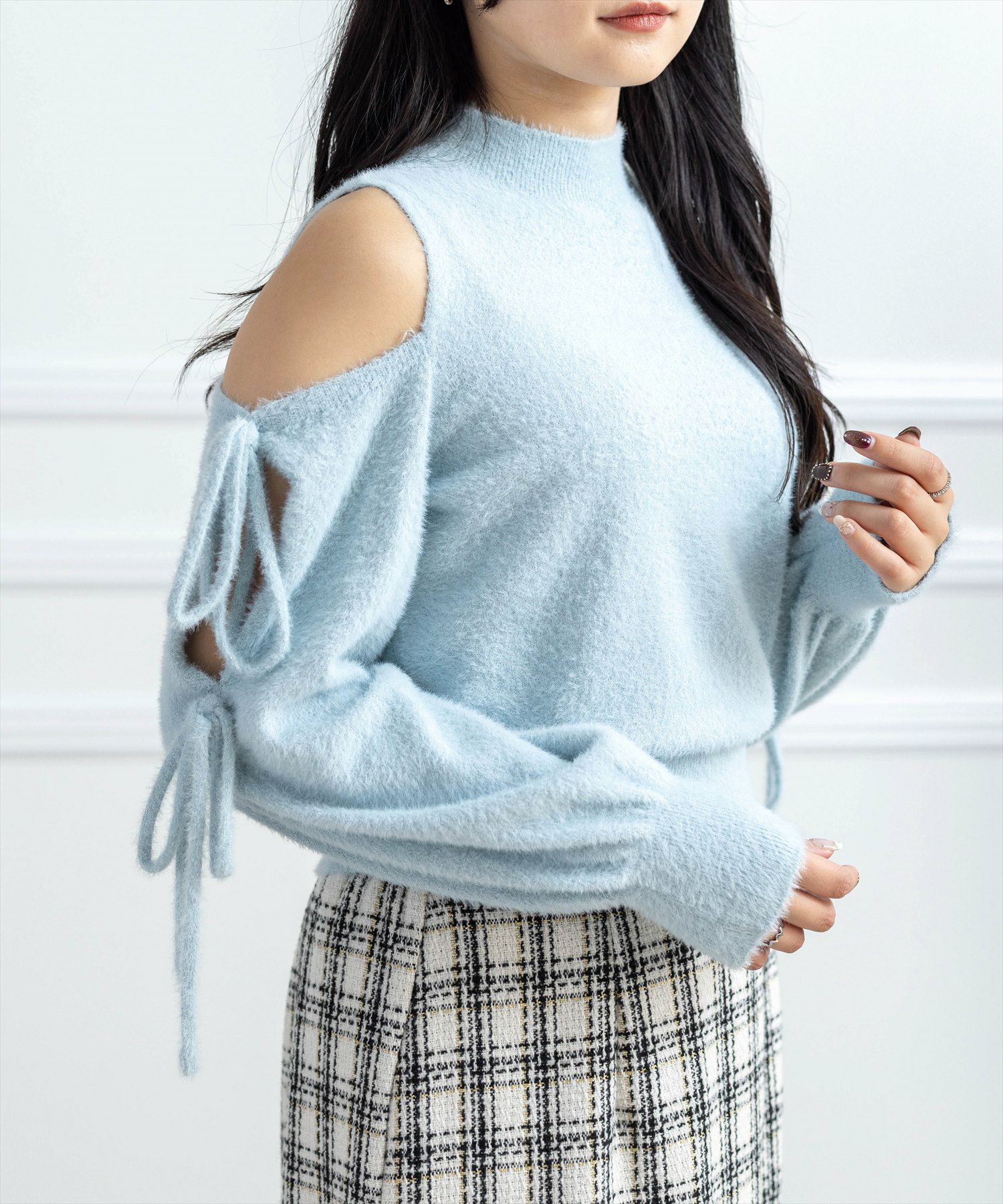 CLEAR BASIC オープンショルダーニットトップス[CL9493] | レディース