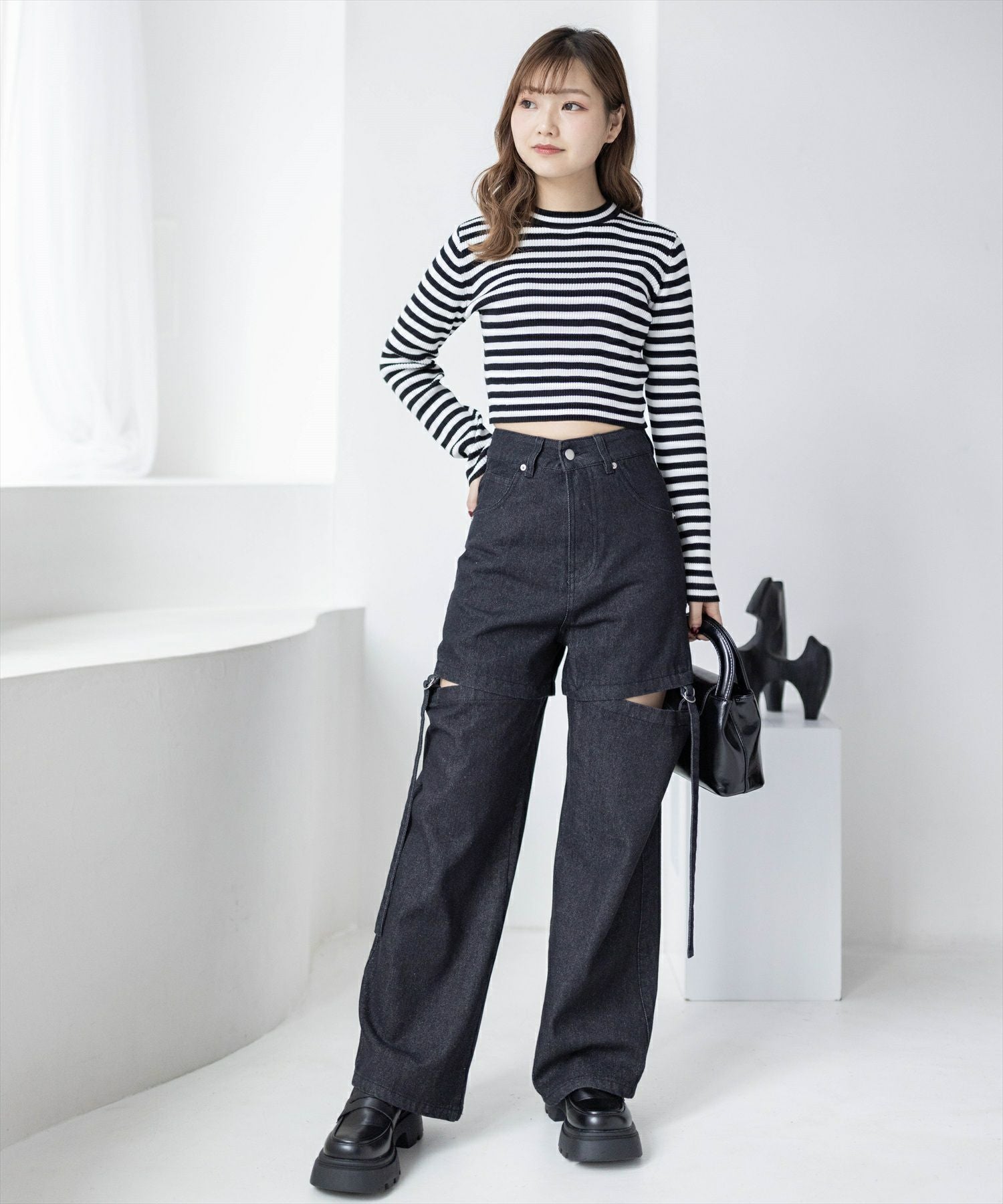 158cm/ブラック×ホワイト着用