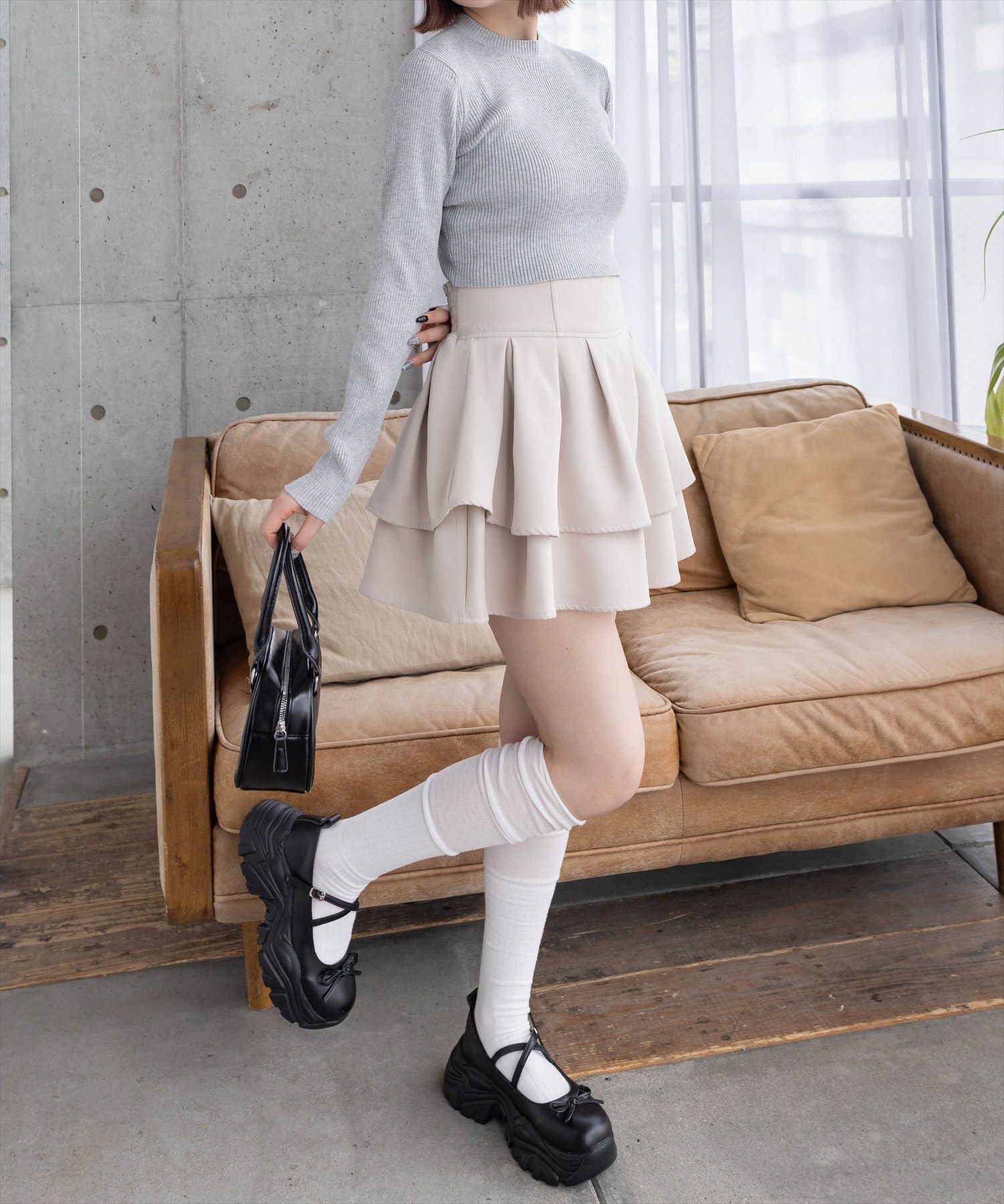 160cm/杢グレー着用