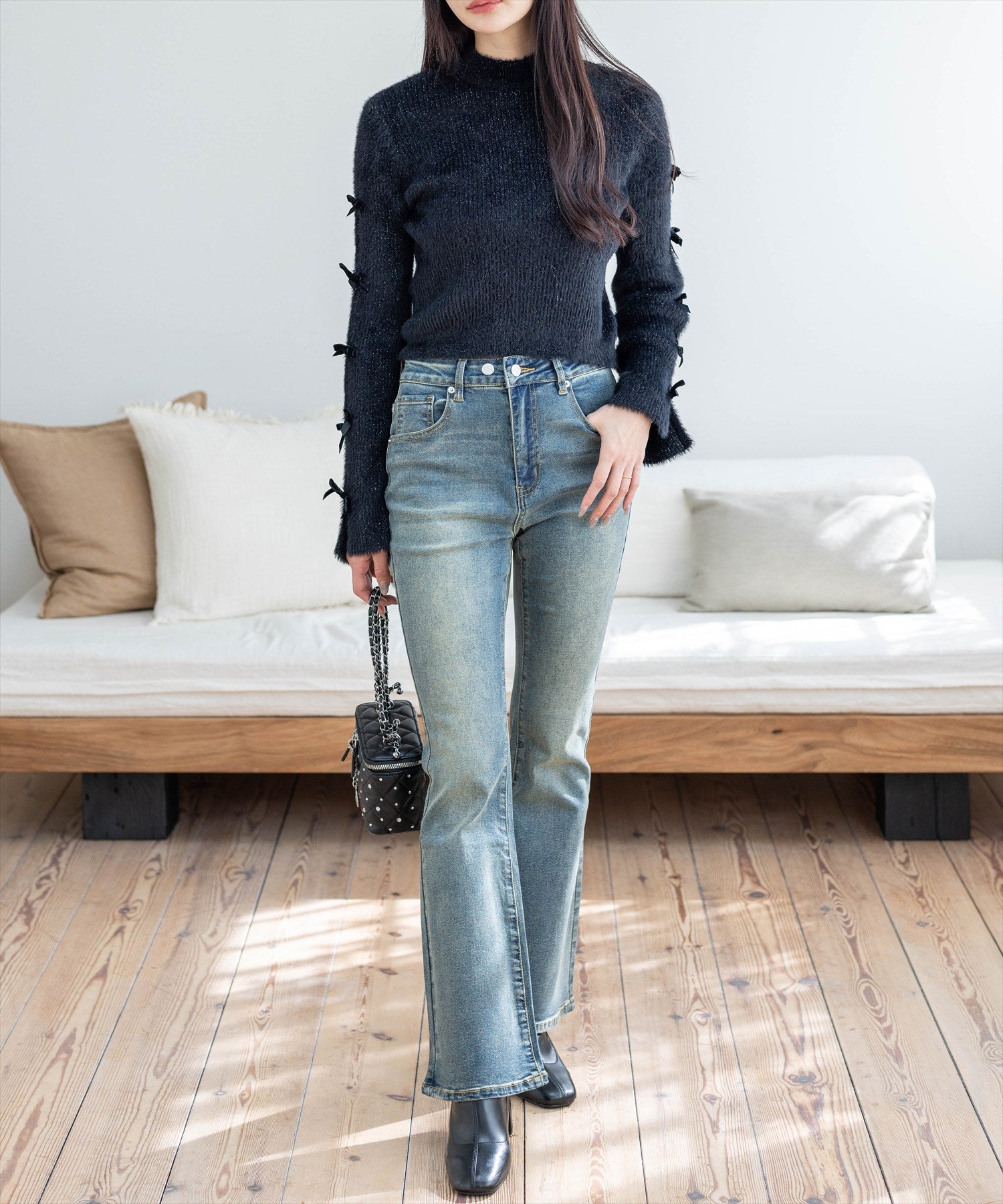 clear≪再入荷≫ミドルライズフレアデニムパンツ[CL8326] | レディース