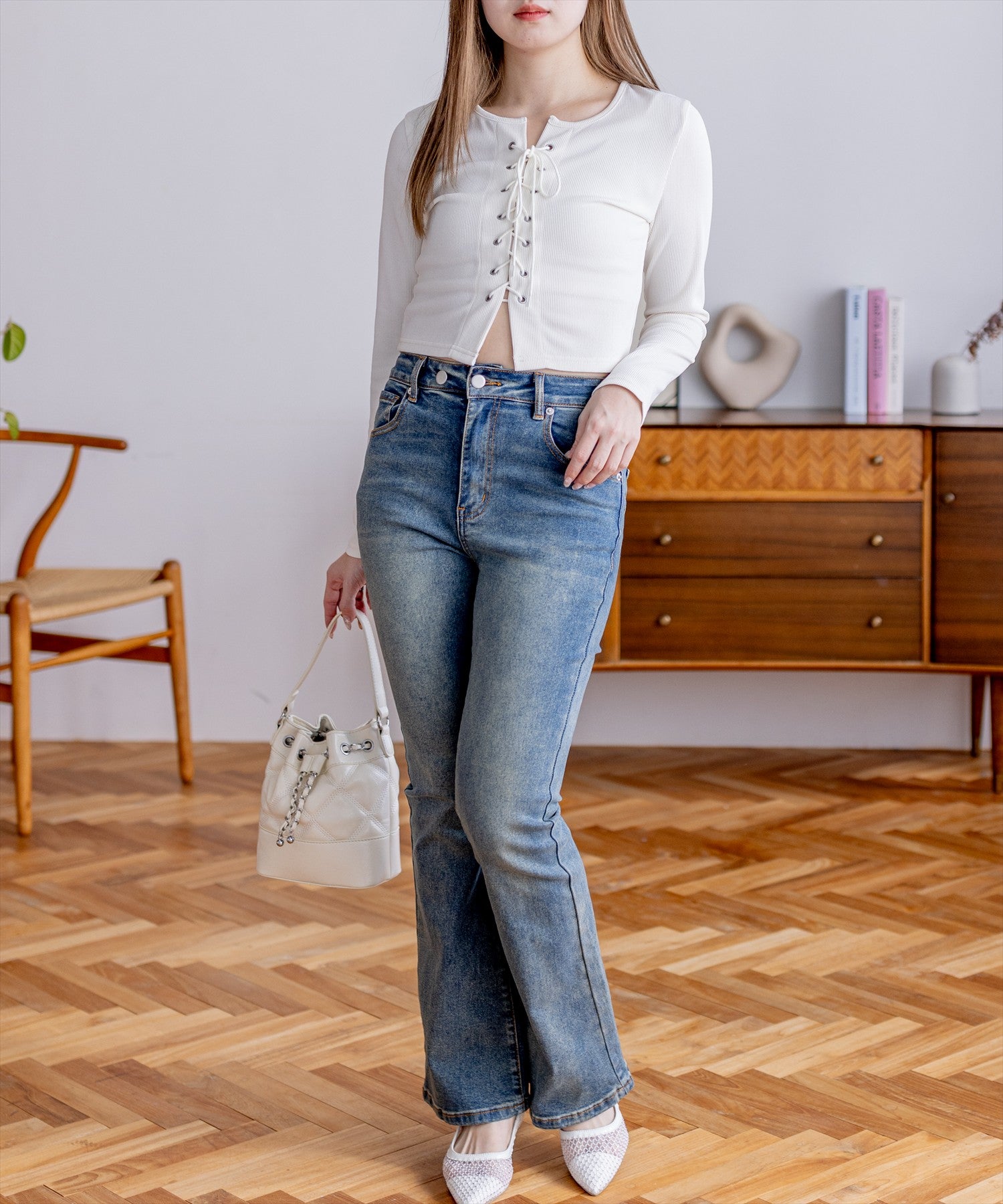 clear≪再入荷≫ミドルライズフレアデニムパンツ[CL8326] | レディース