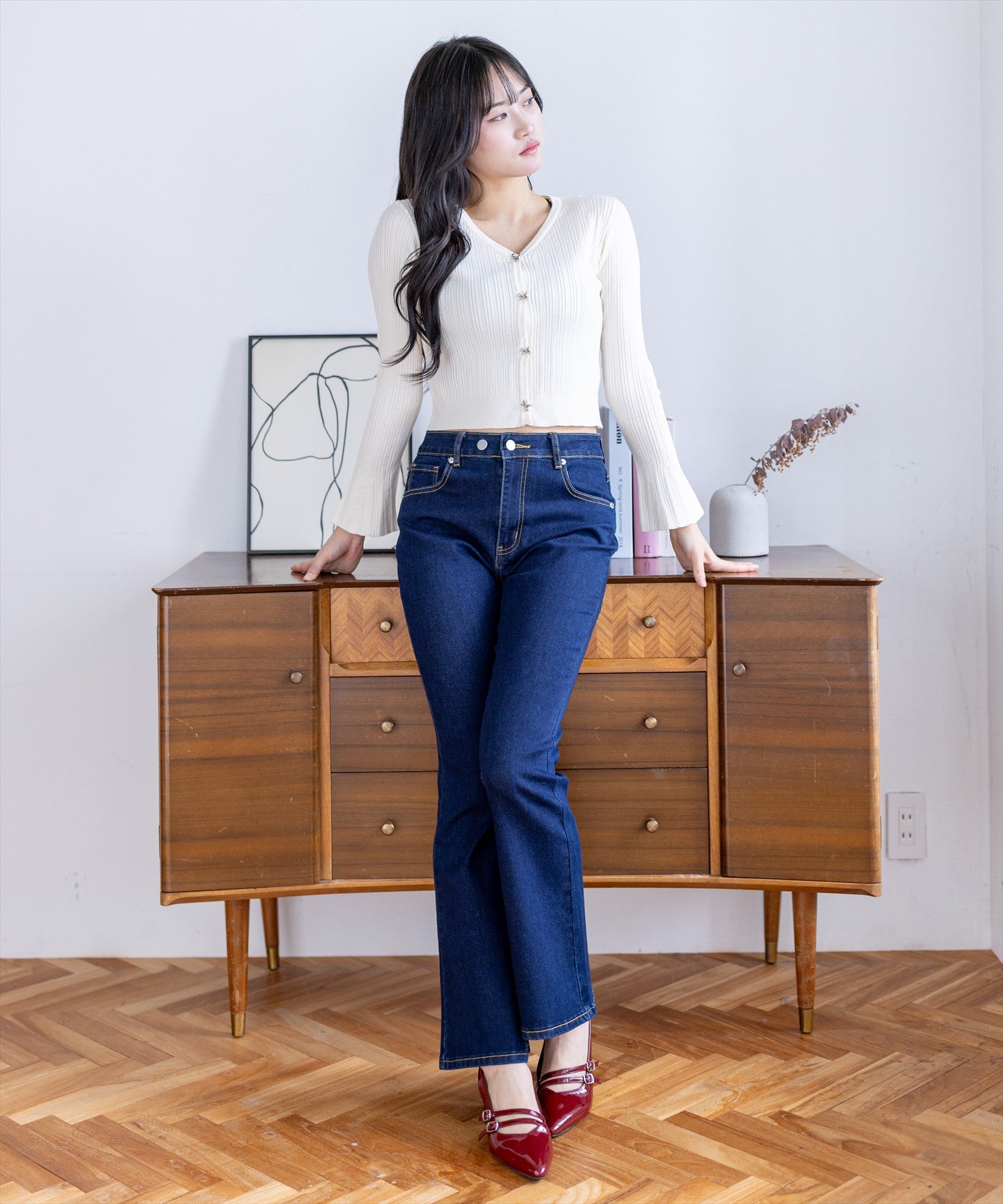 clear≪再入荷≫ミドルライズフレアデニムパンツ[CL8326] | レディース