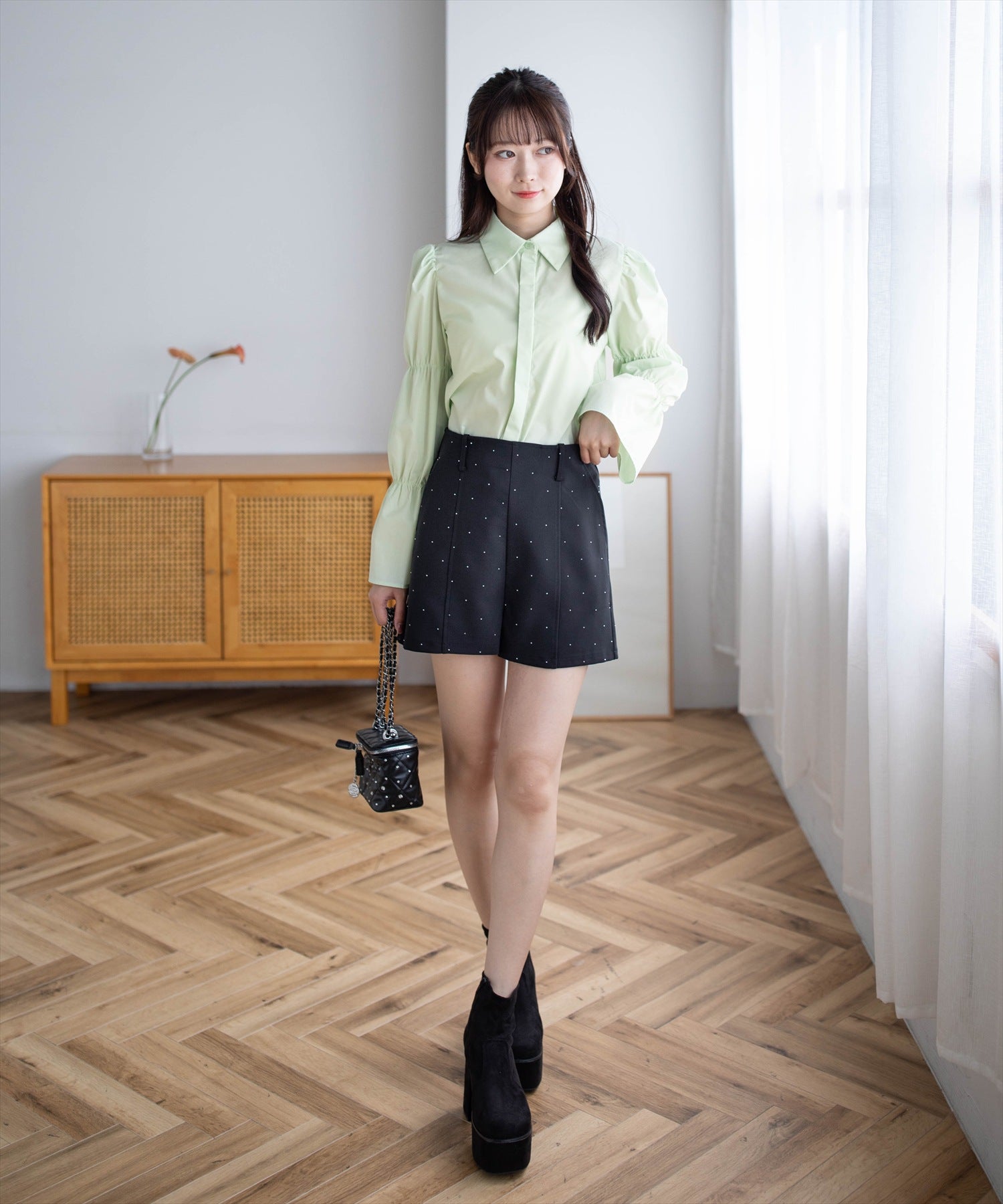 162cm/ミント着用