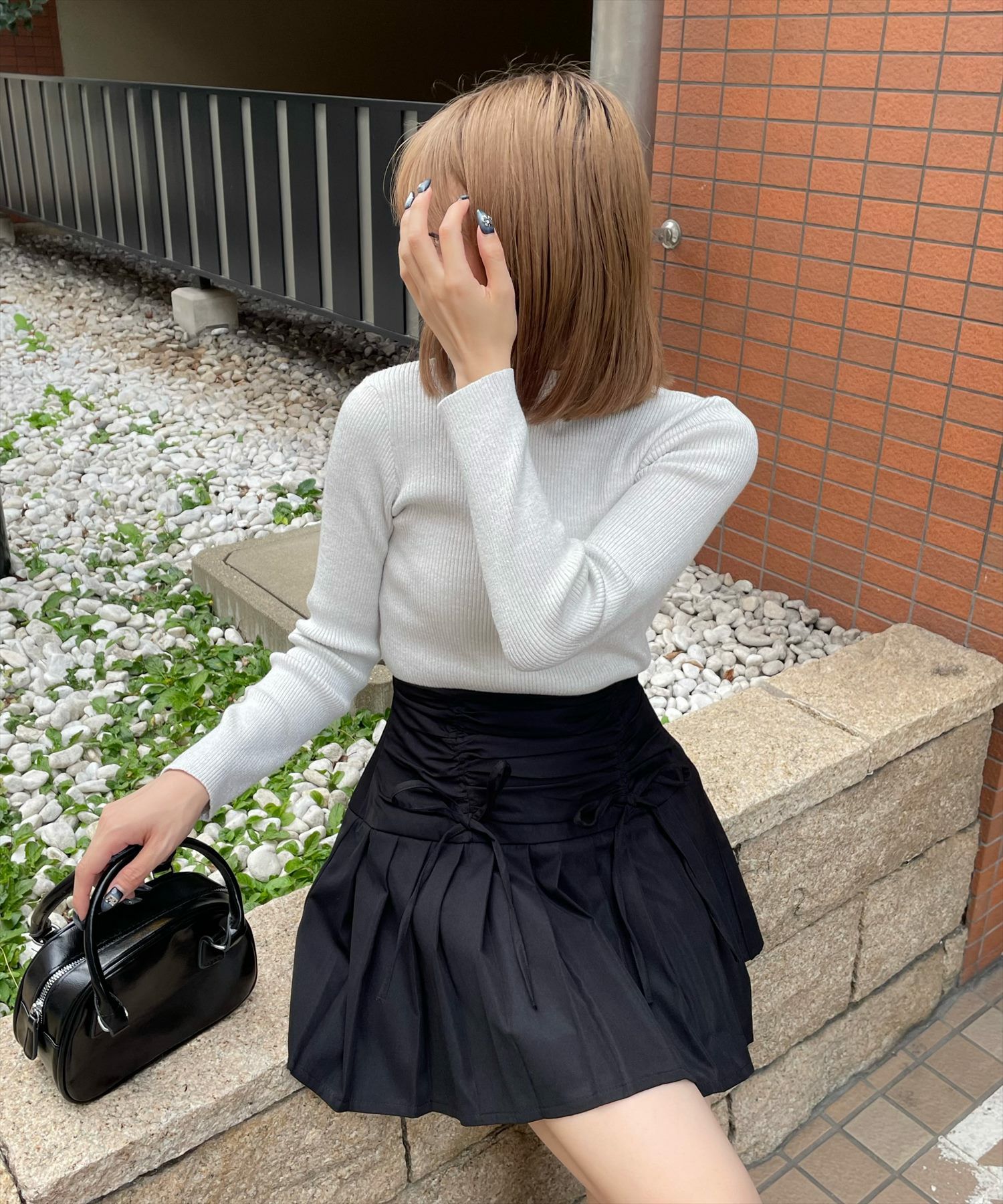 160cm/アイボリー着用