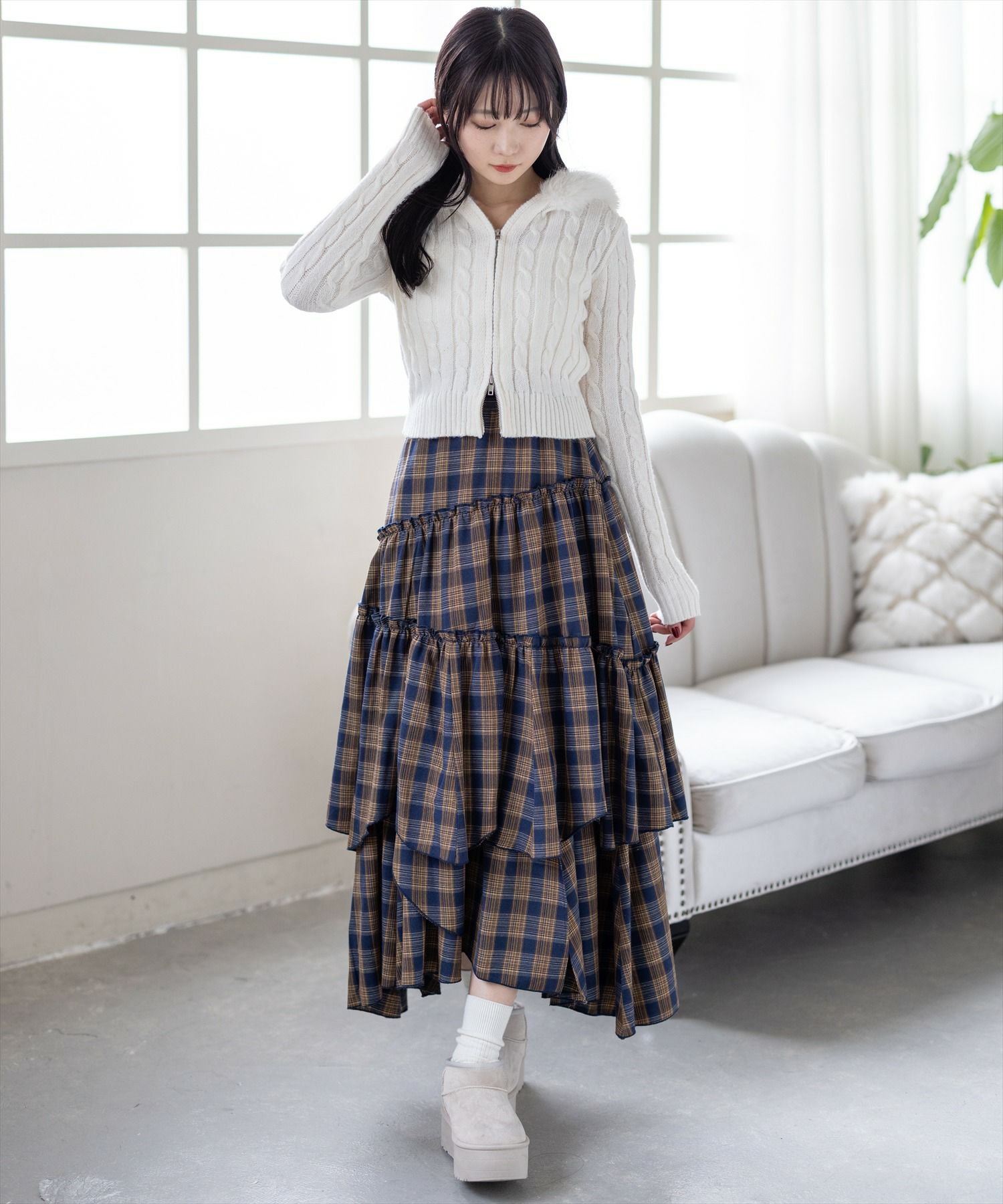 clear≪再入荷≫柄ランダムティアードロングスカート[CL8869