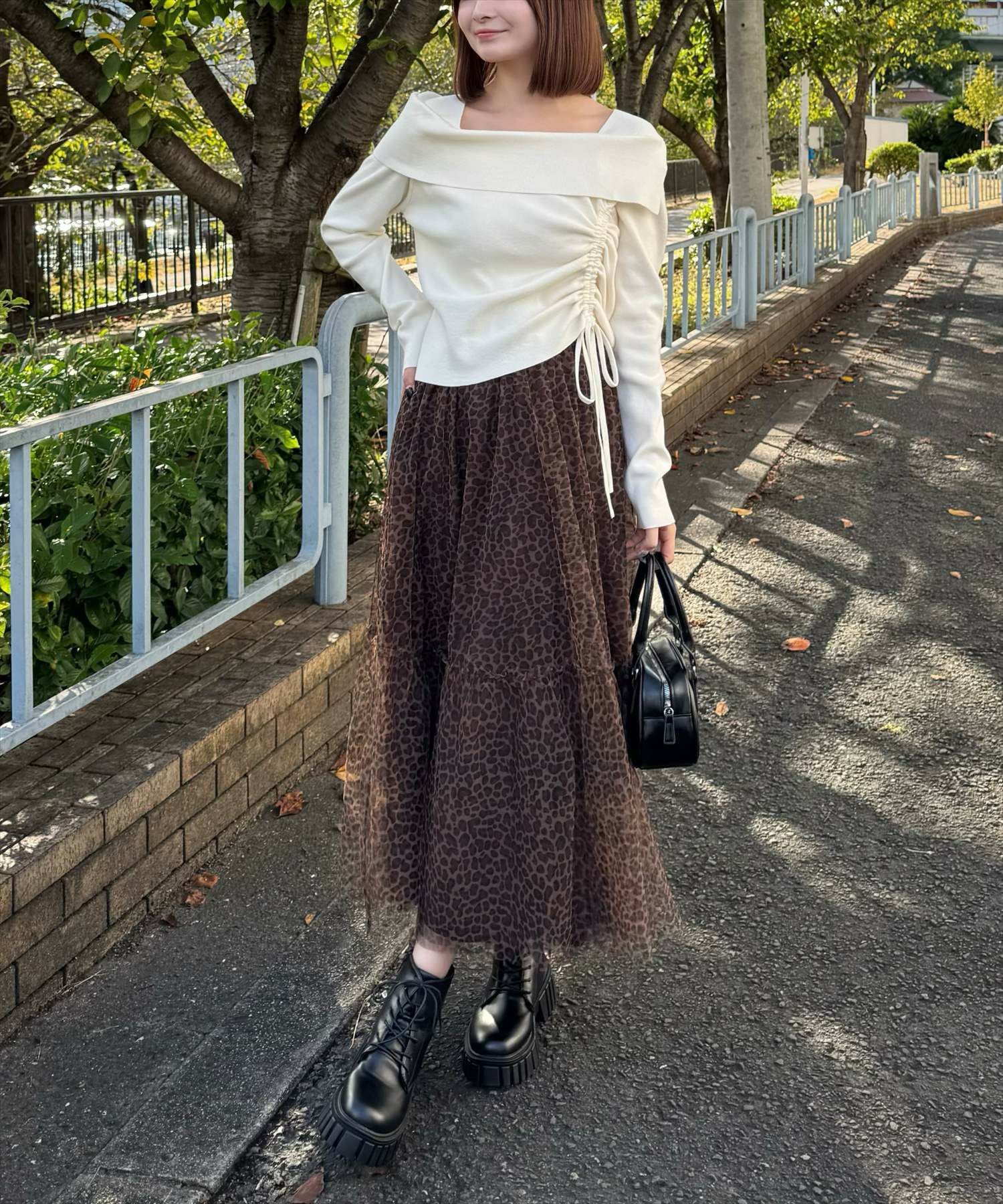 160cm/アイボリー着用