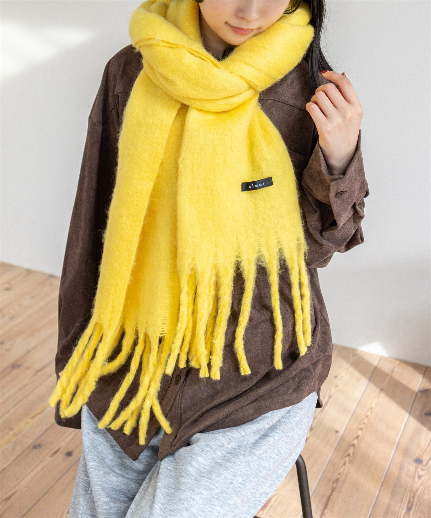 BALMUIL モヘア　マフラー　イエローフリンジ付き　バルミュール BAYFLOW（ベイフロー） マフラー 「ユニセックス」COLORFUL HUG