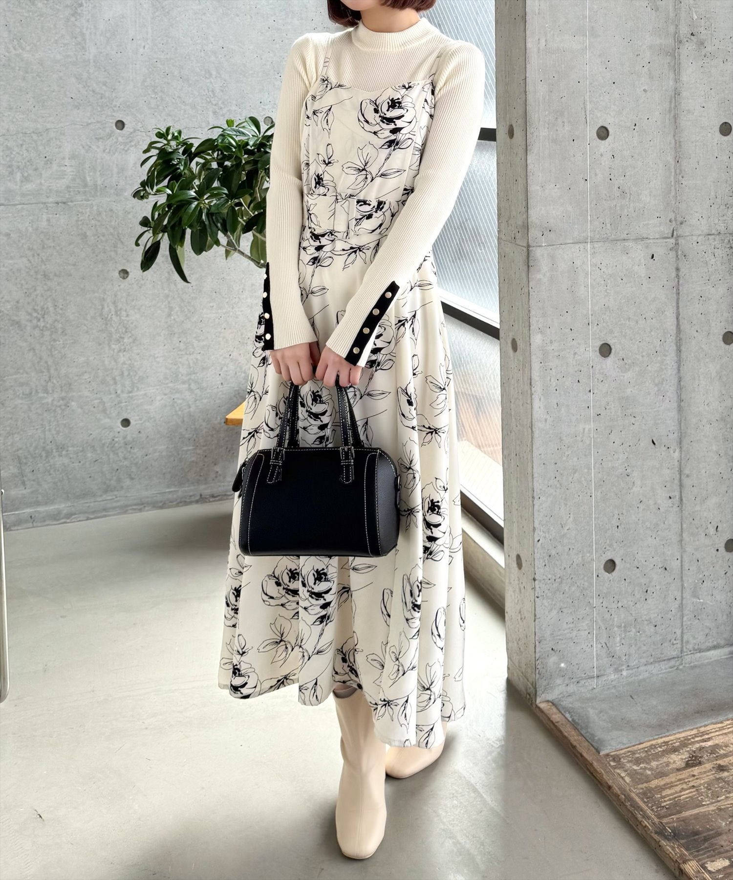 160cm/アイボリー着用