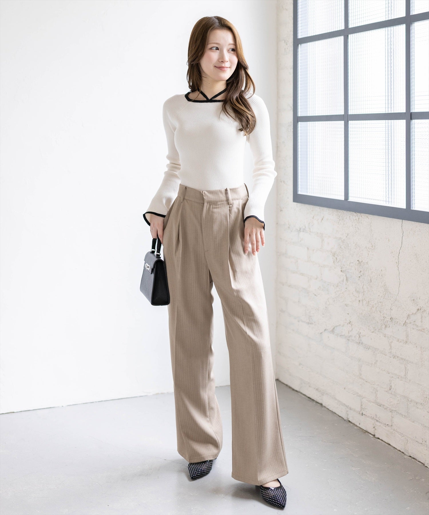 163cm/アイボリー着用