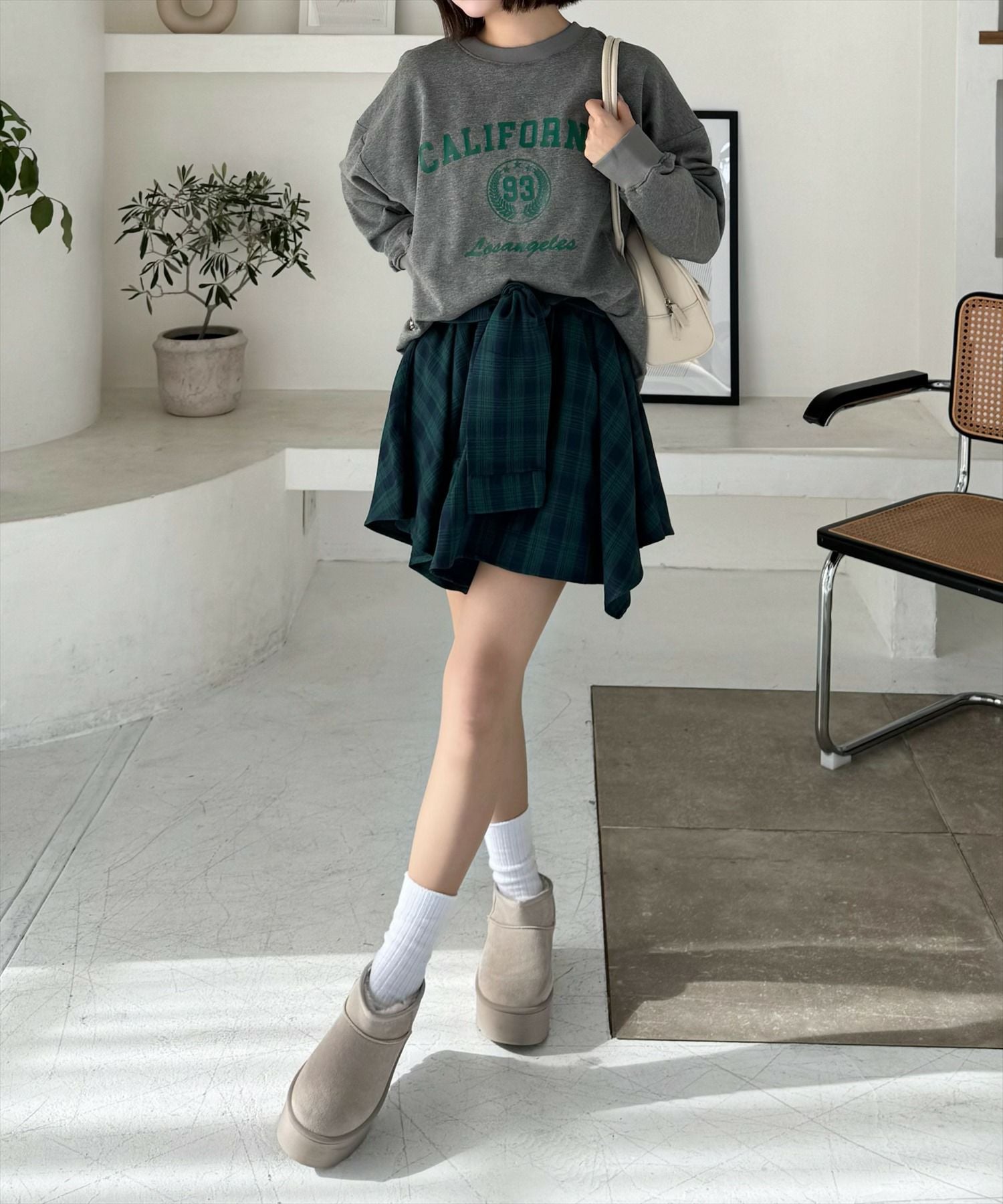 e clat イークラット オリーブグリーン チェック柄スカート KOBE LETTUCE（神戸レタス） スカート ロング チェック プリーツ