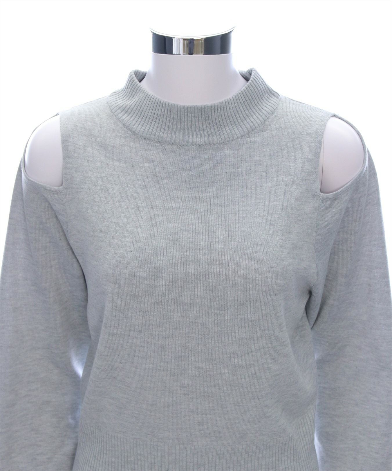 CLEAR BASIC オープンショルダー長袖ニットトップス[CL9042